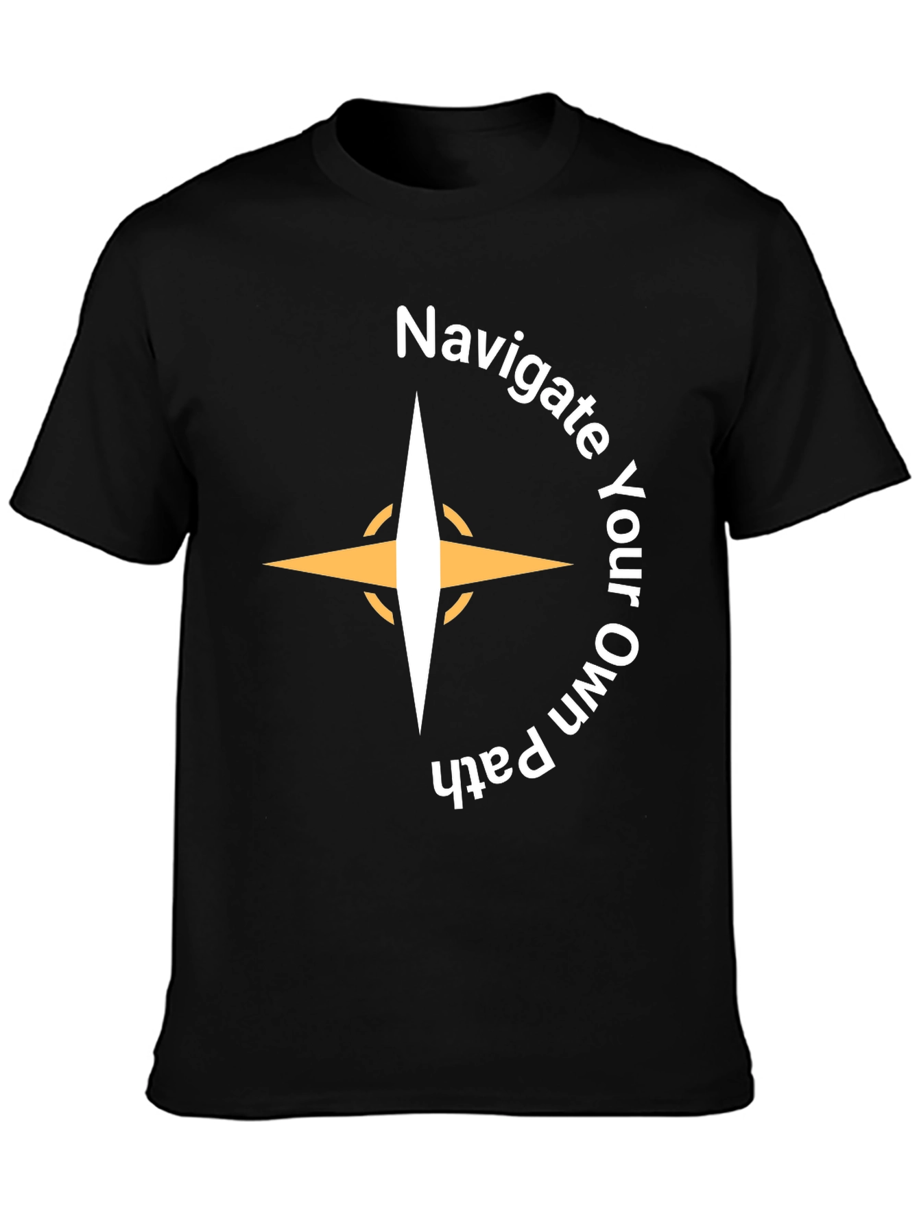 Black Navigate Your Own Path Graphic Tee - Stylish Black T-Shirt view 3
