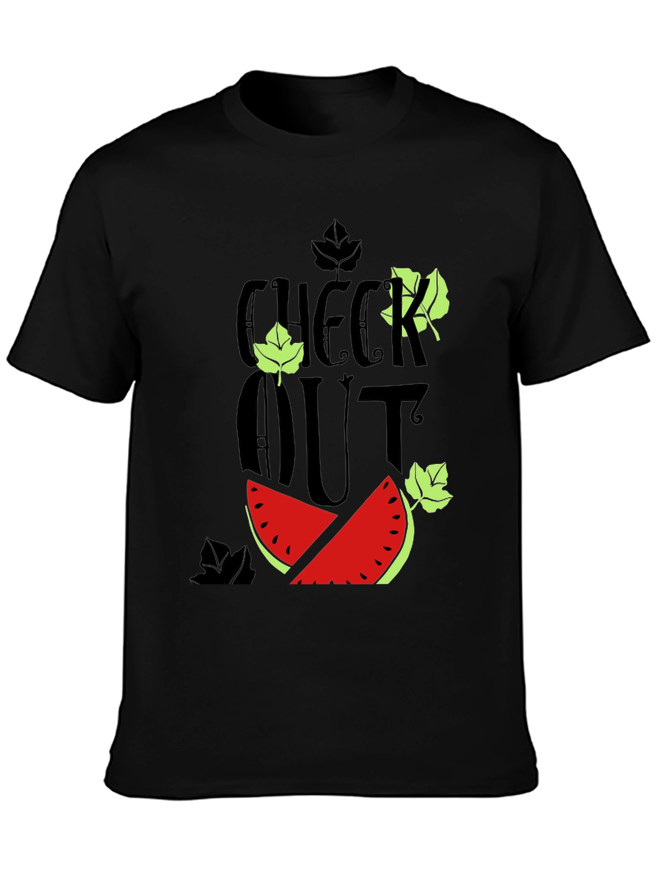 Black Check Out Watermelon Graphic Tee view 3