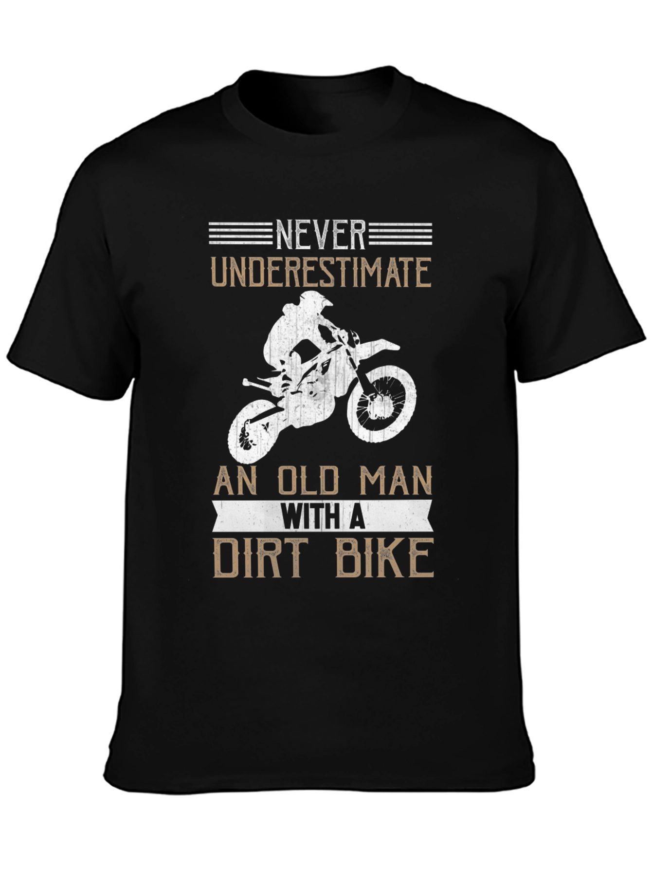 Black Never Underestimate an Old Man Dirt Bike Black Tee view 3