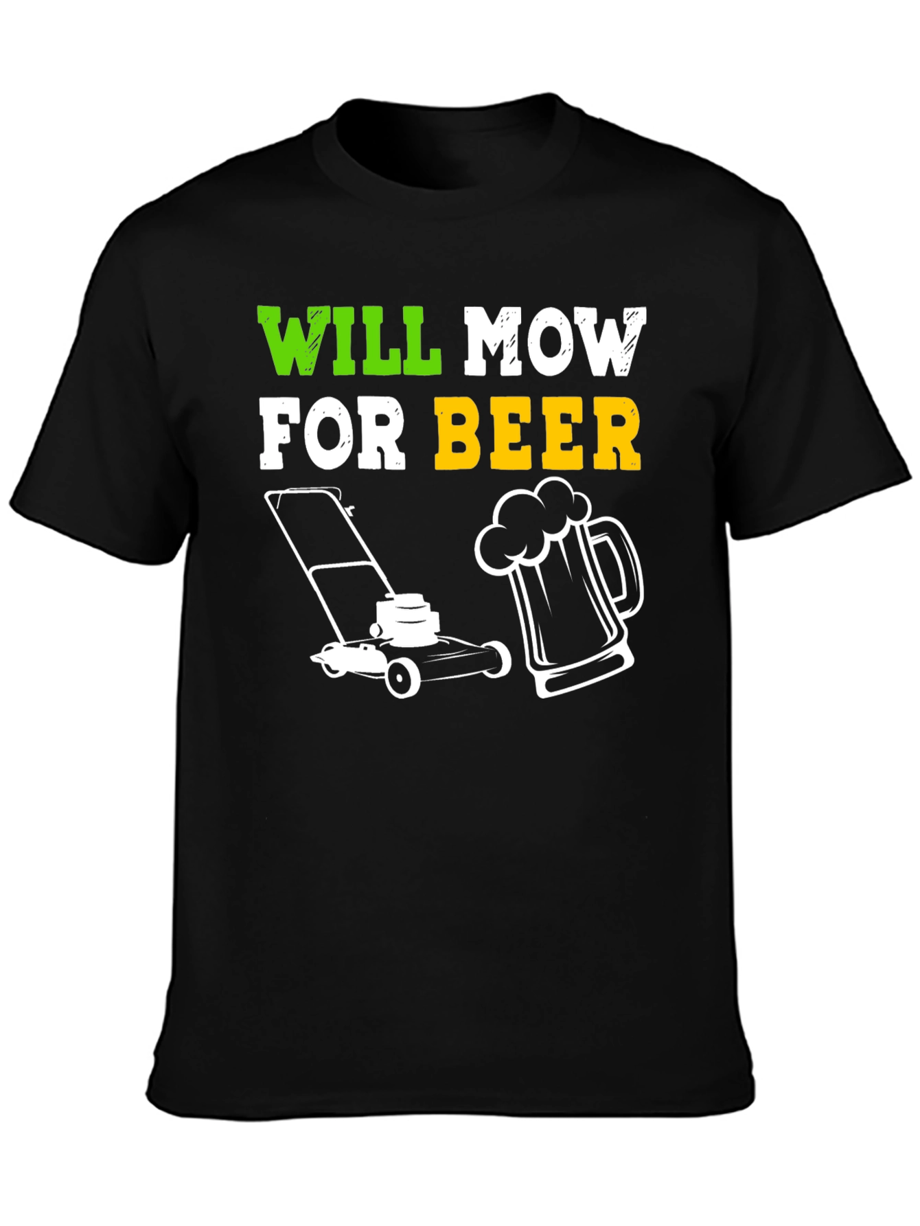 Black Will Mow for Beer T-Shirt view 3