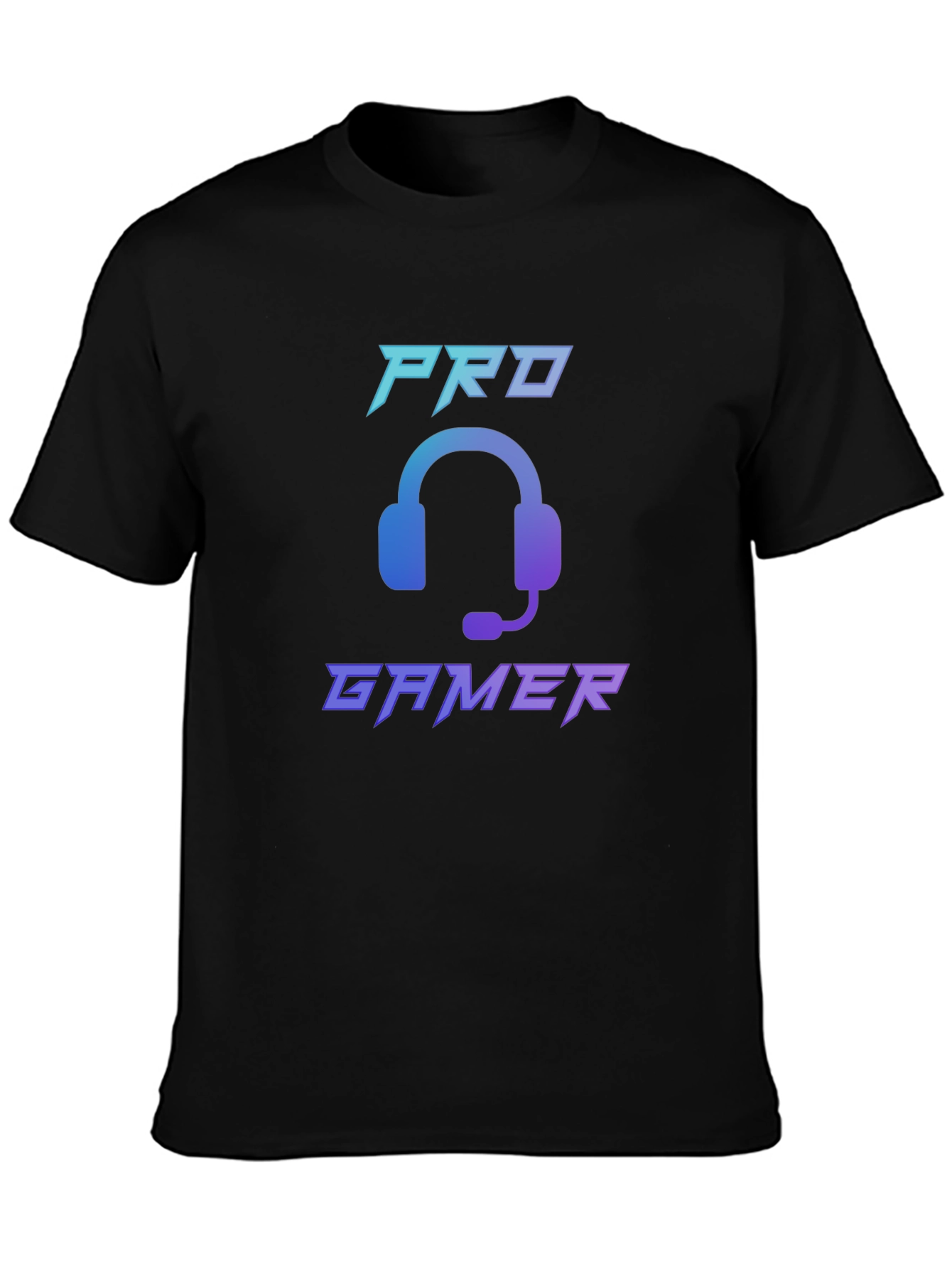 Black Pro Gamer T-Shirt - Cool Gaming Headset Design view 3
