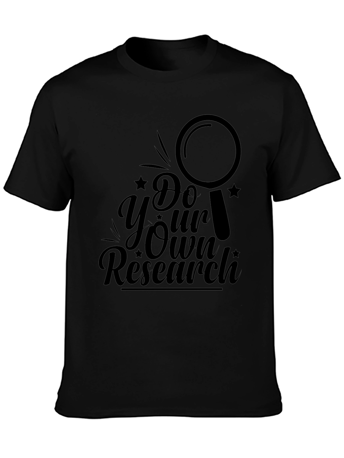 Black Do Your Own Research Black Graphic T-Shirt view 3