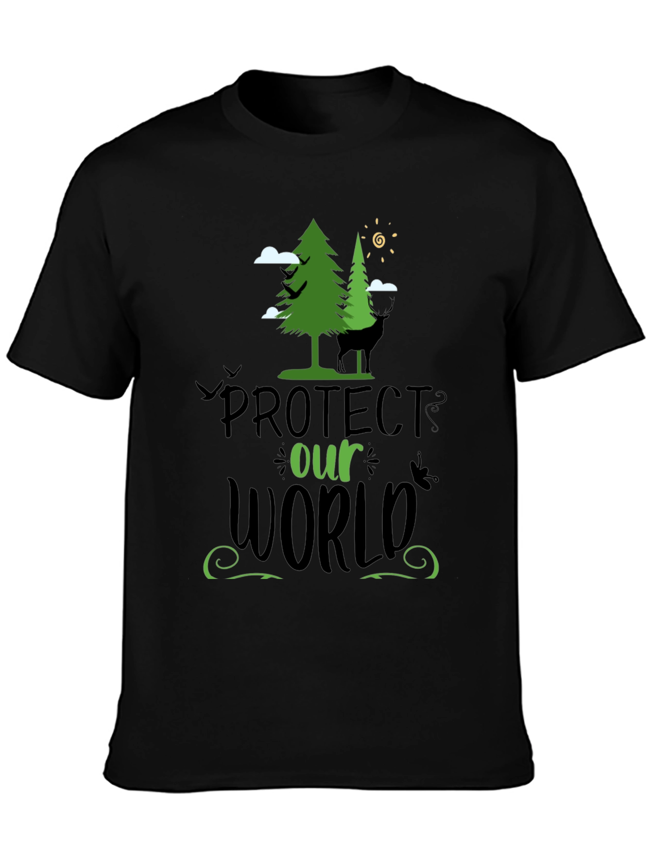 Black Protect Our World Graphic T-Shirt view 3