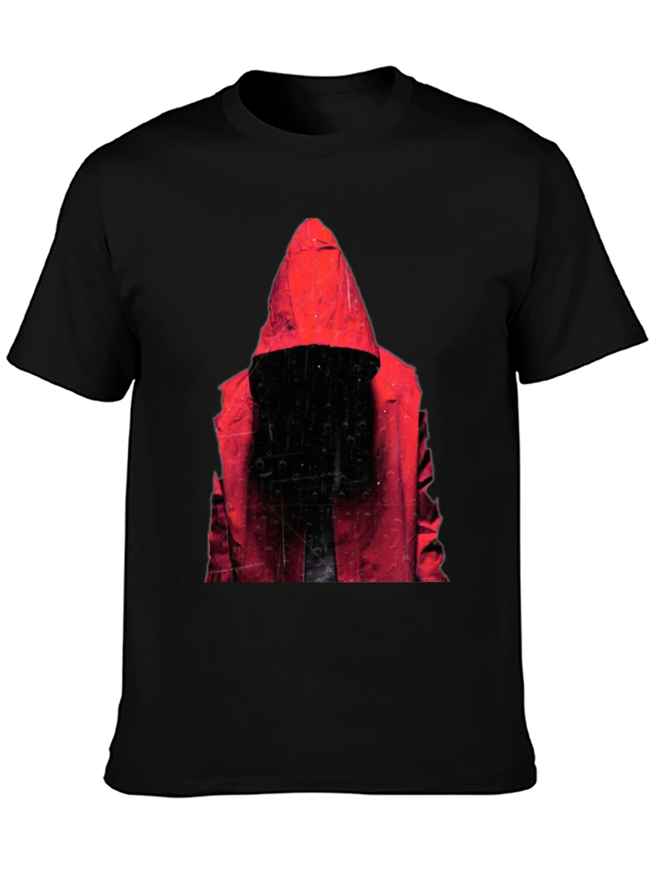 Black Hooded Figure Graphic T-Shirt - Mens Black Tee view 3