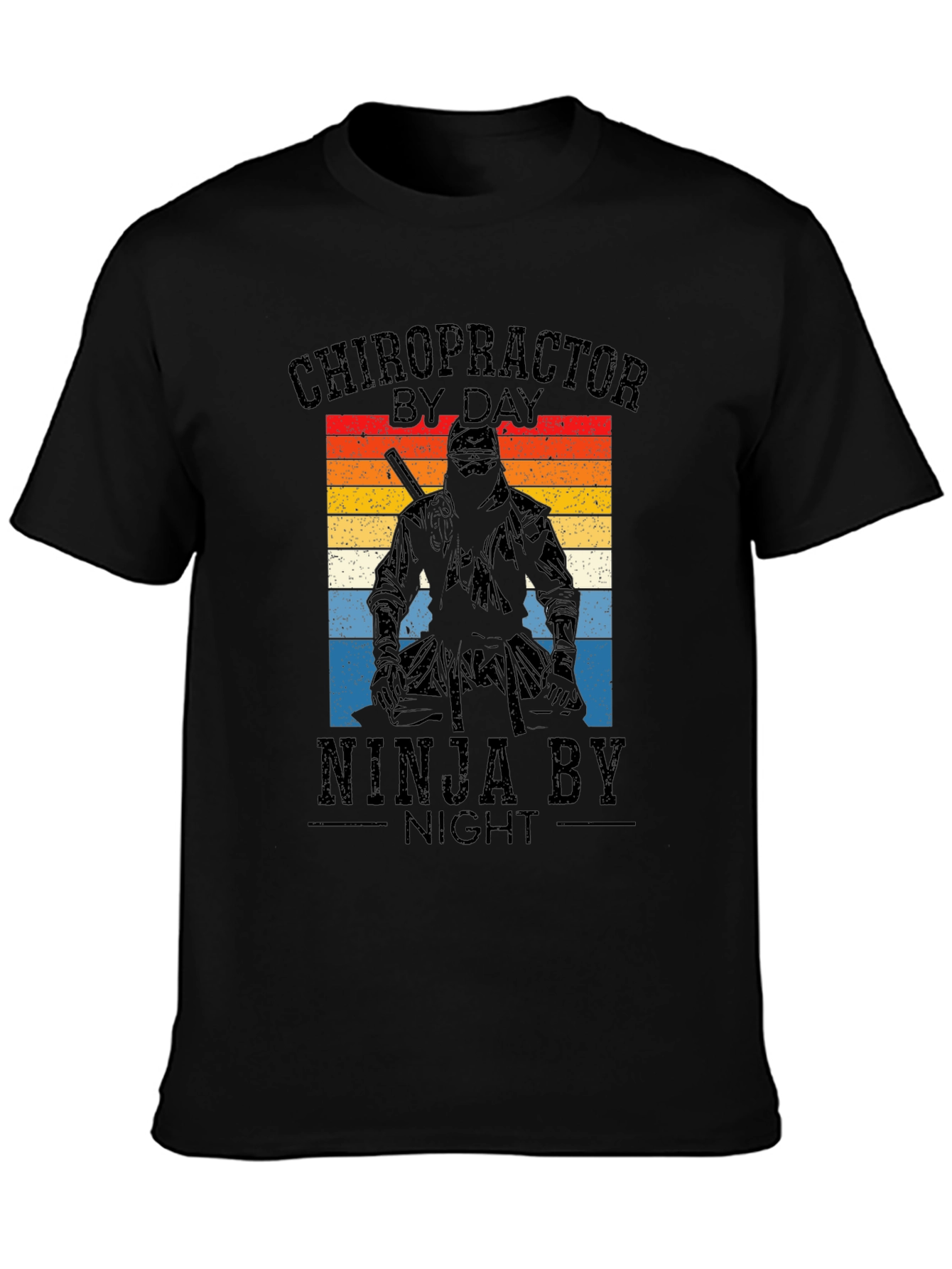 Black Chiropractor Ninja T-Shirt - Novelty Graphic Tee view 3