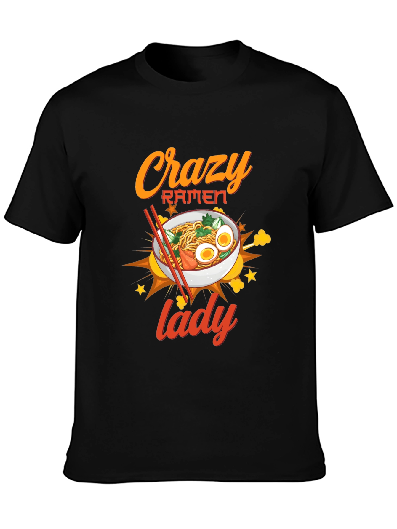 Black Crazy Ramen Lady Graphic Tee - Unisex view 3