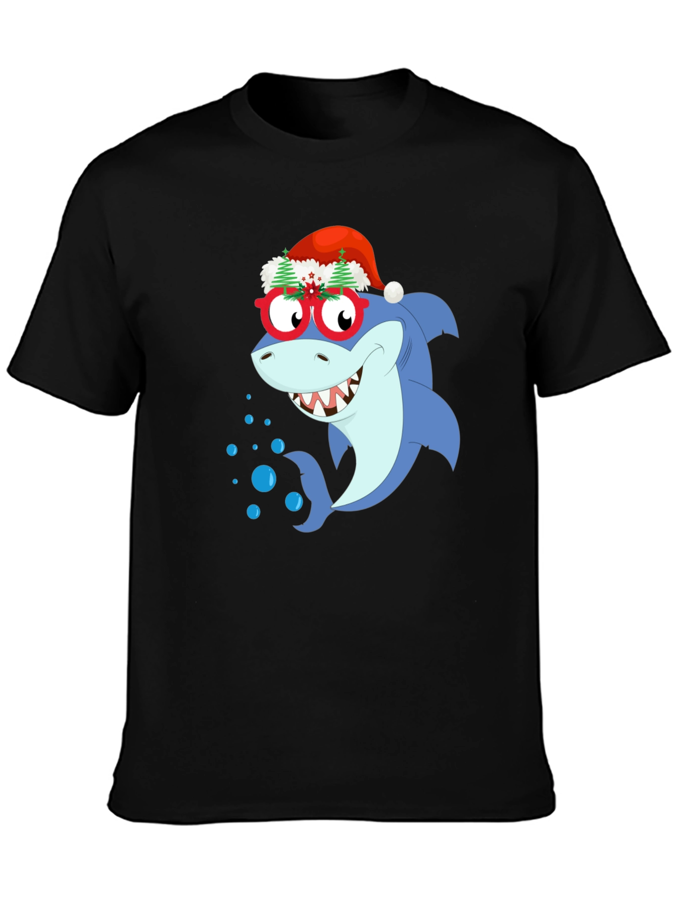 Black Christmas Shark Graphic T-Shirt view 3