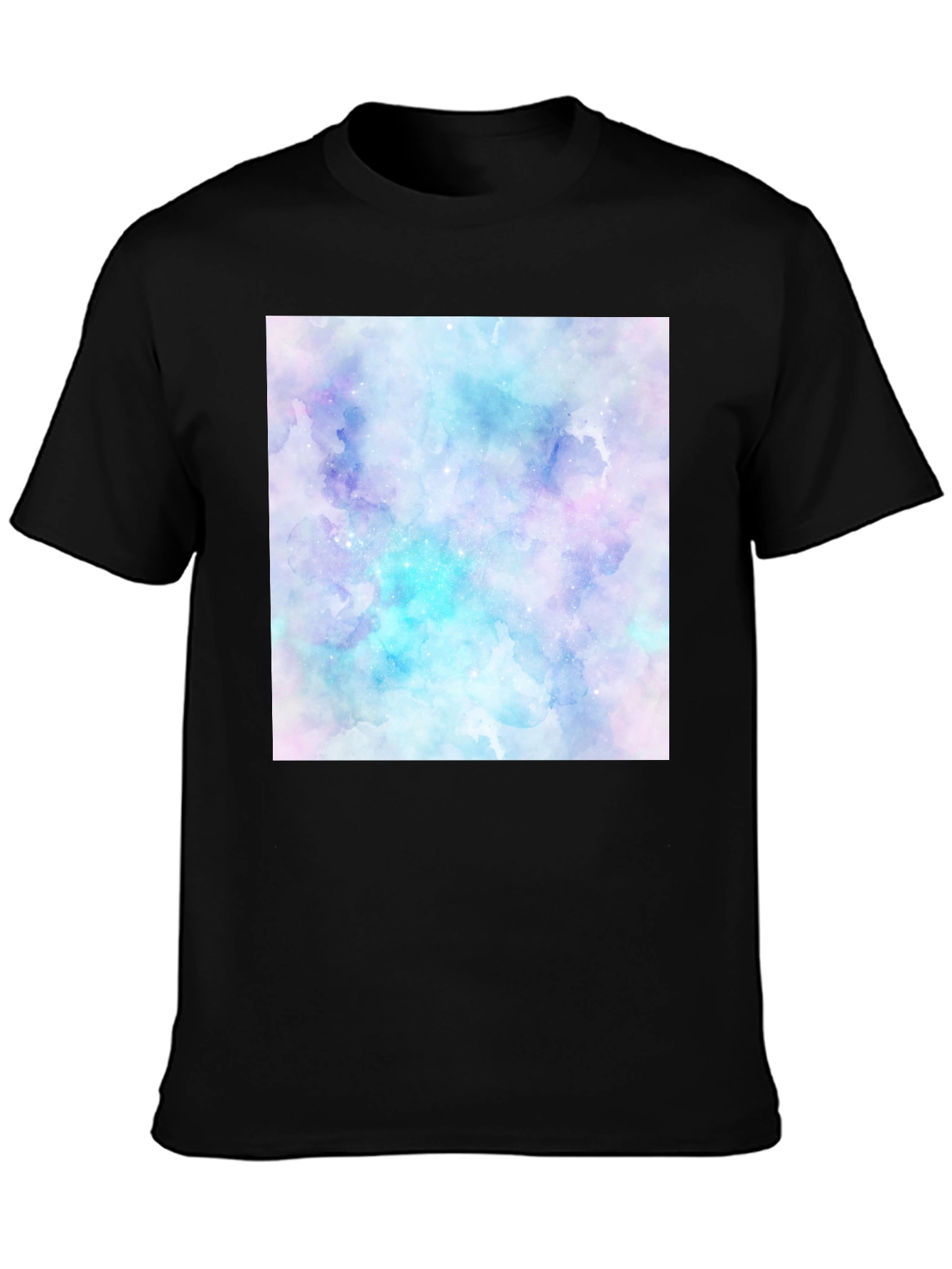 Black Watercolor Galaxy Graphic Tee - Men's Black T-Shirt view 3
