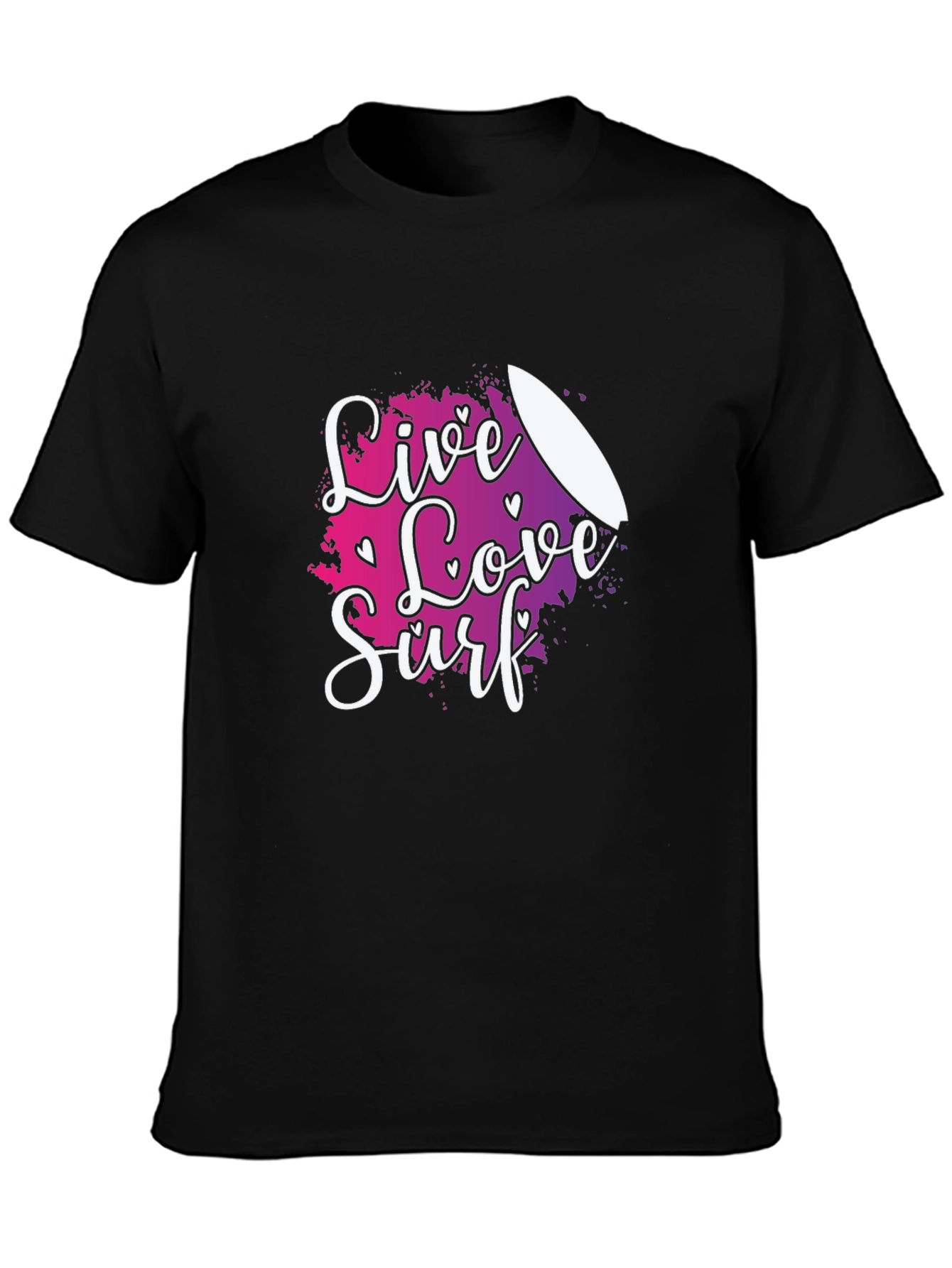 Black Live Love Surf T-Shirt, Black Tee, Summer Beach Style view 3