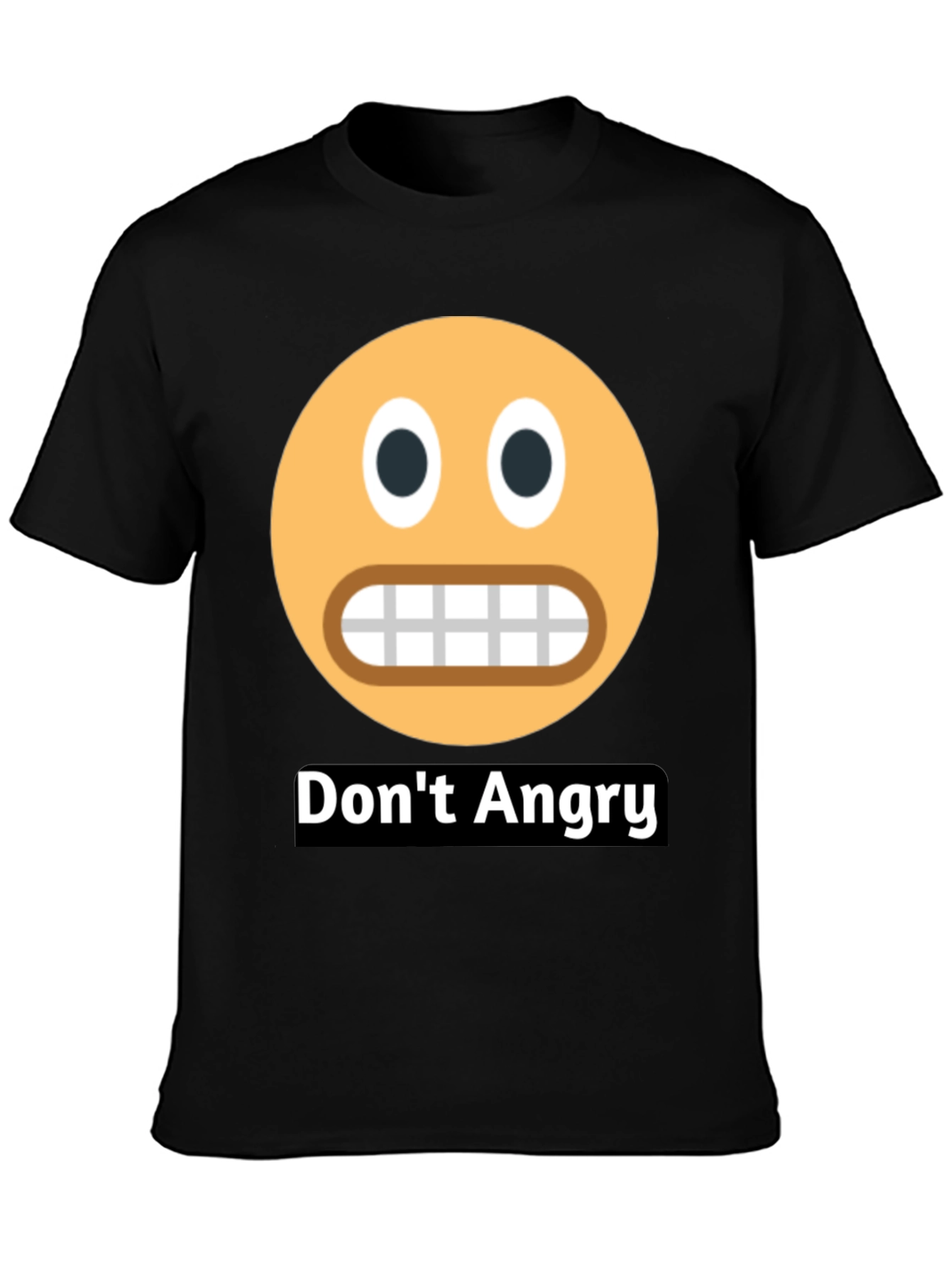 Black Don't Angry Emoji Black T-Shirt view 3