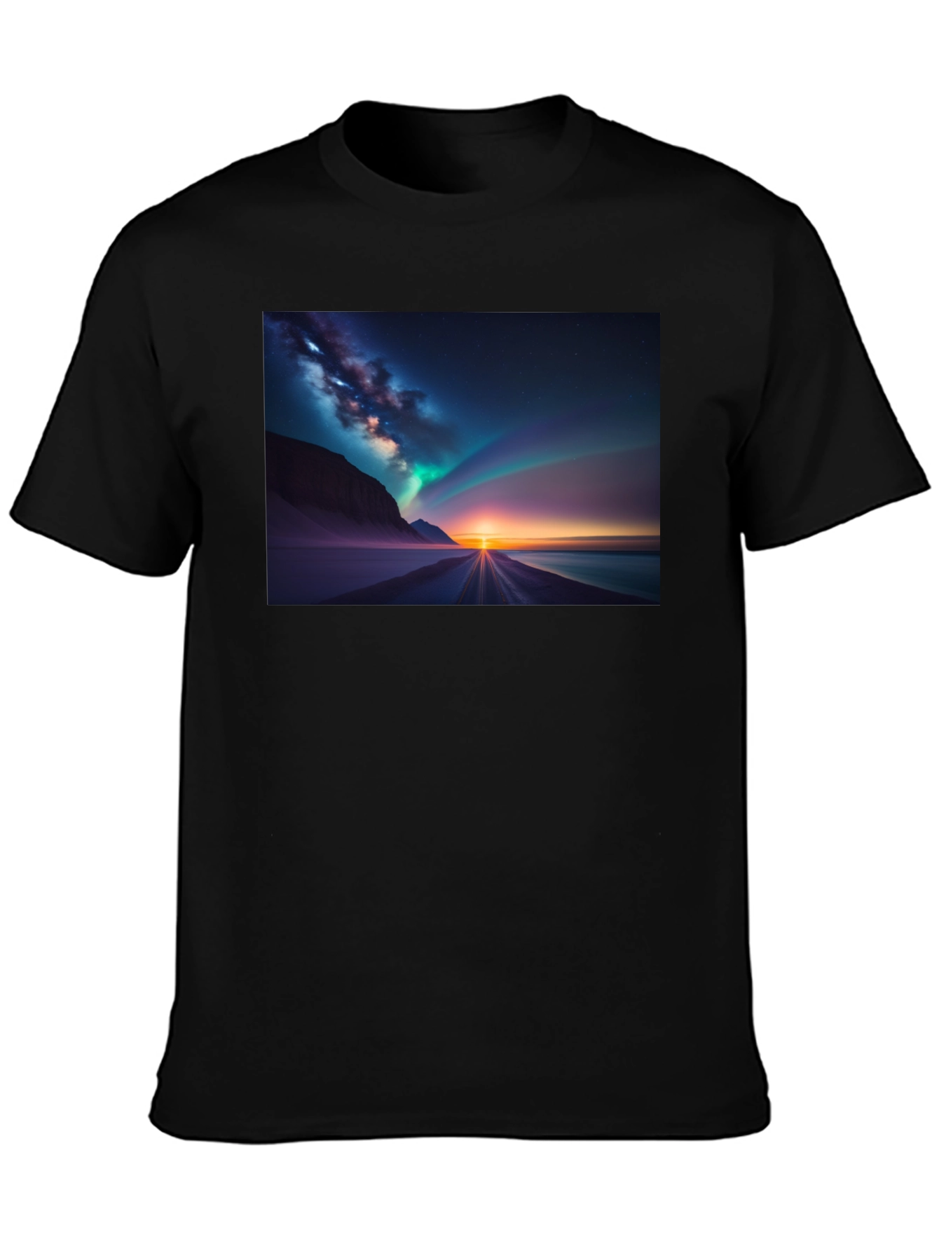 Black Aurora Borealis Graphic Tee - Black view 3