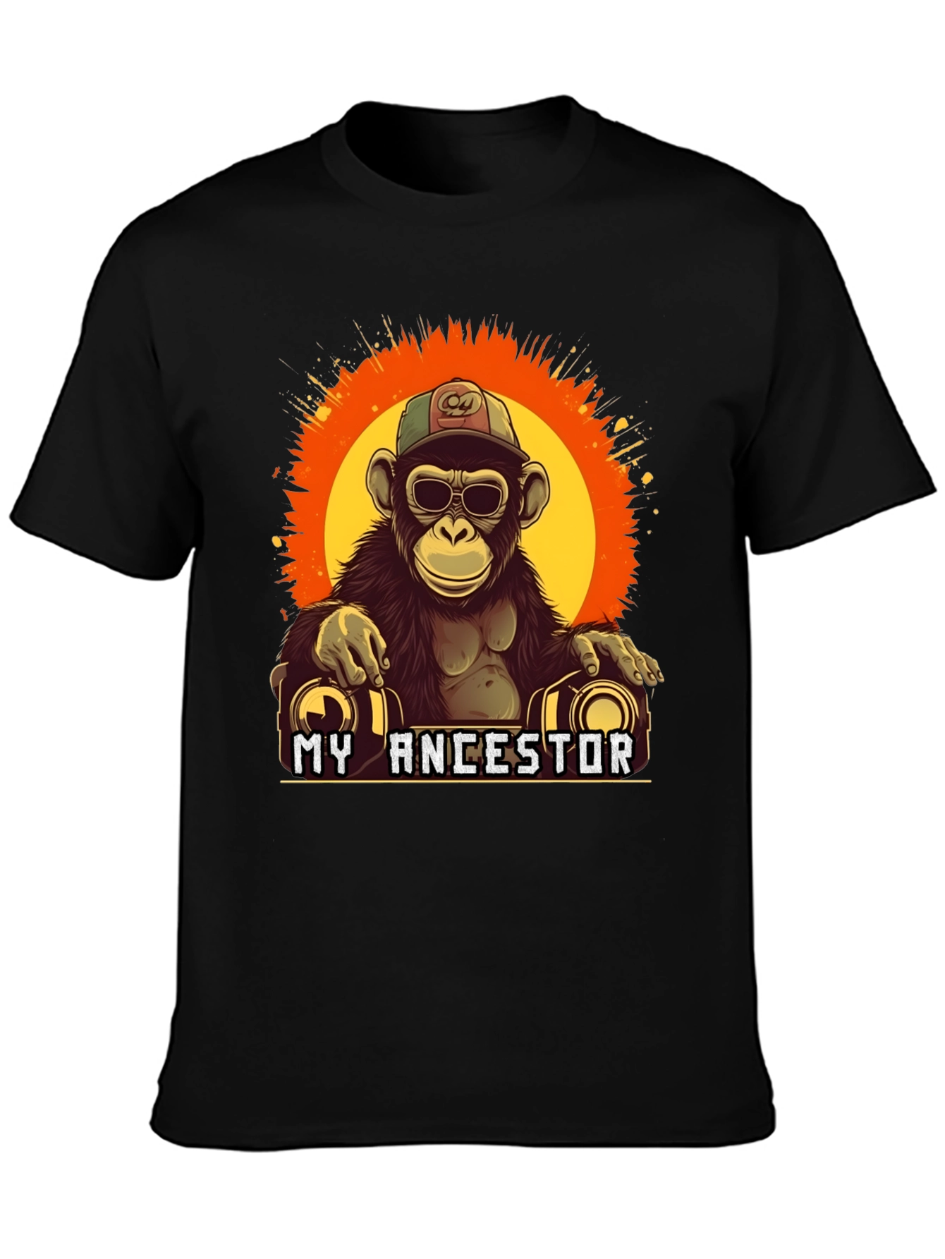 Black My Ancestor Monkey T-Shirt Cool Ape Graphic Tee view 3