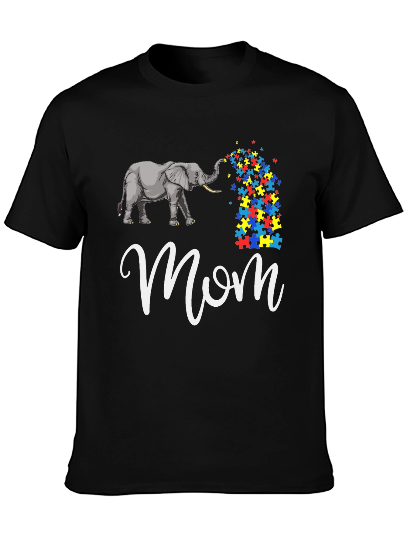 Black Autism Elephant Mom T-Shirt view 3