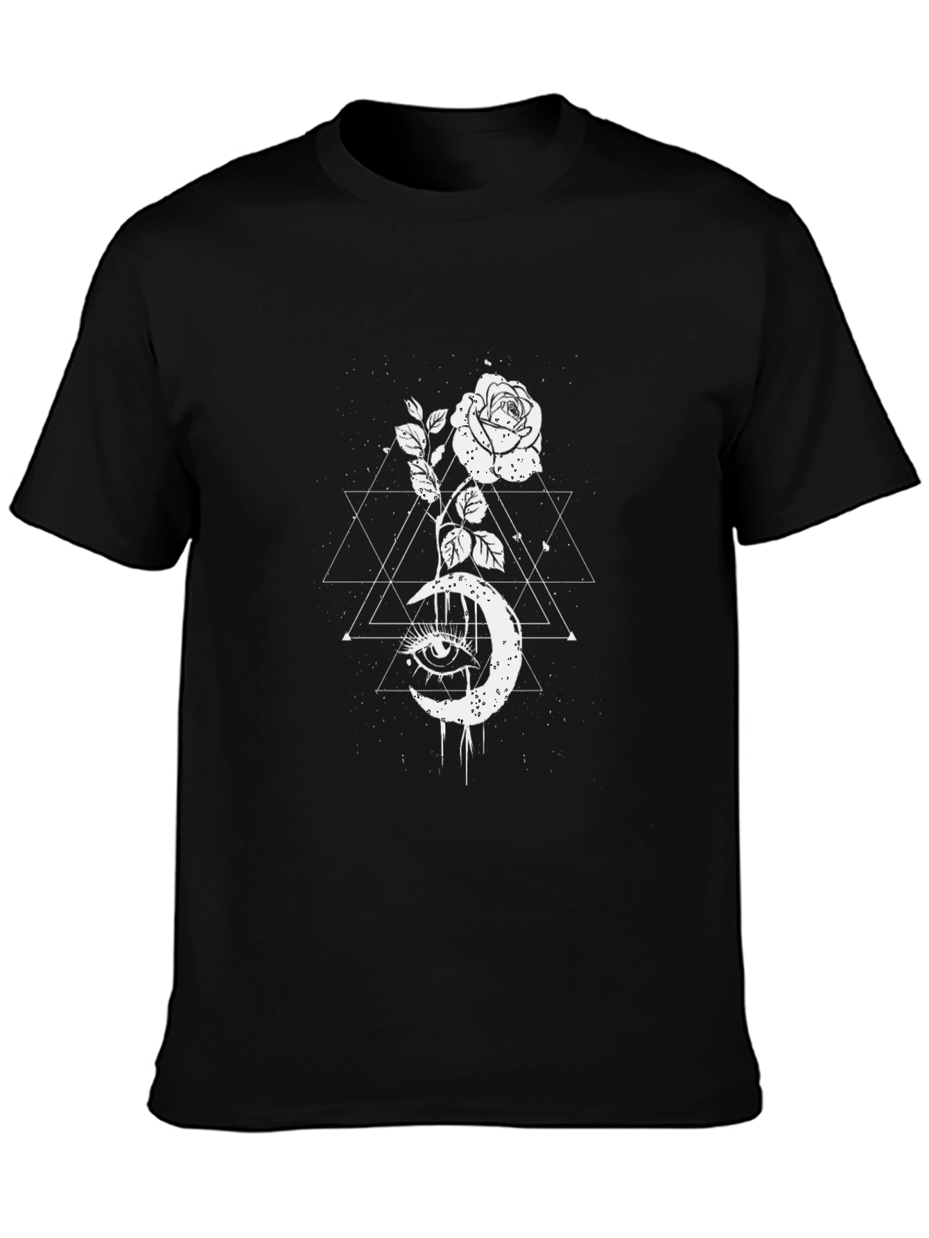 Black Mystic Rose Moon Graphic Tee - Black Cotton Blend view 3