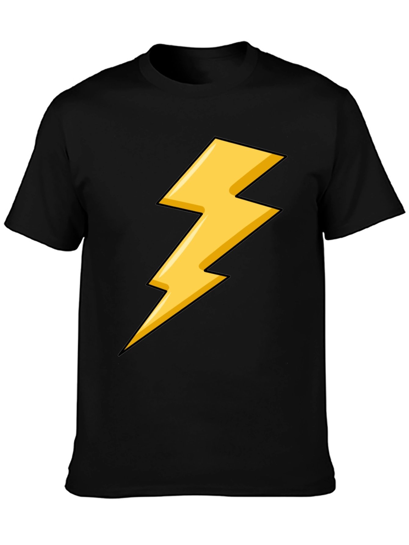 Black Black T-Shirt with Yellow Lightning Bolt Design view 3