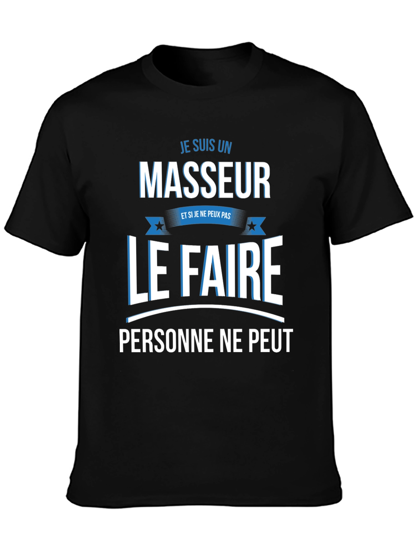 Black Je Suis Un Masseur Graphic Tee view 3