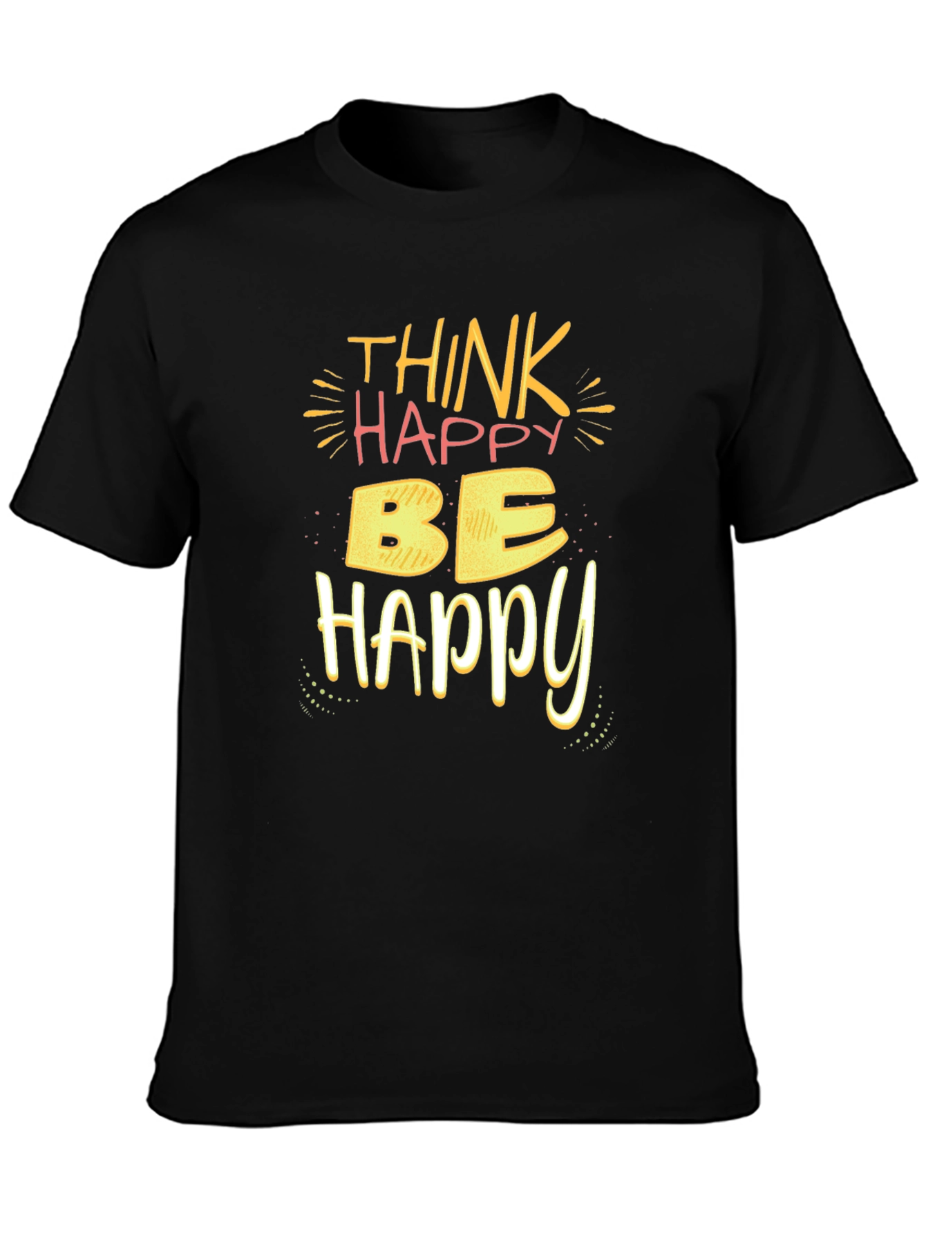 Black Think Happy Be Happy T-Shirt - Black view 3