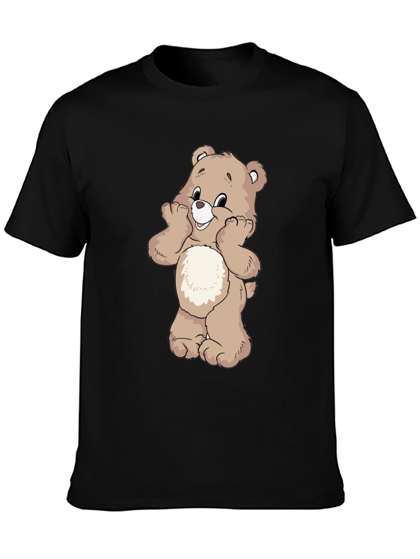 Black Cute Bear Graphic Black T-Shirt view 3