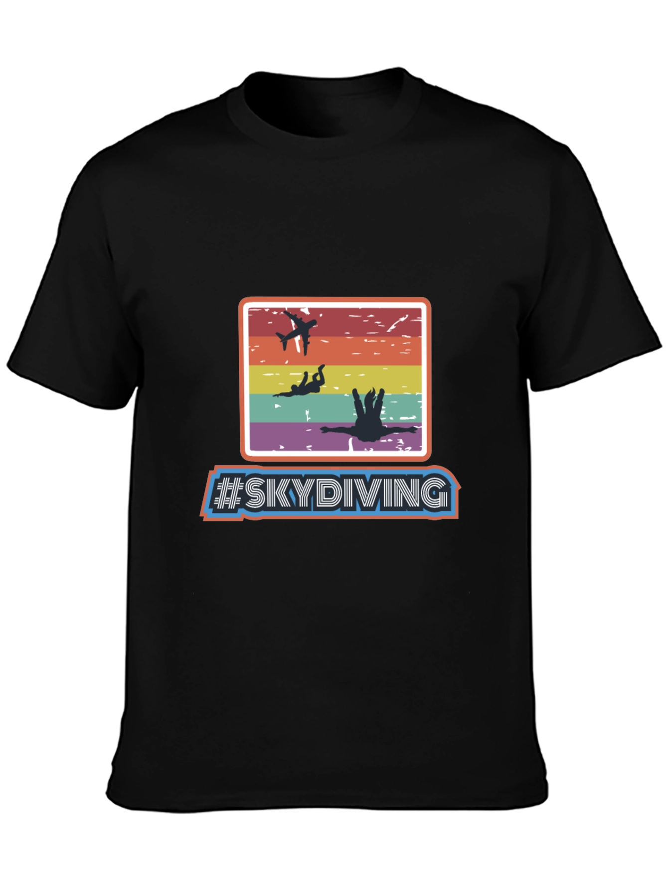 Black Skydiving Retro T-Shirt - Adventure Seeker Apparel view 3