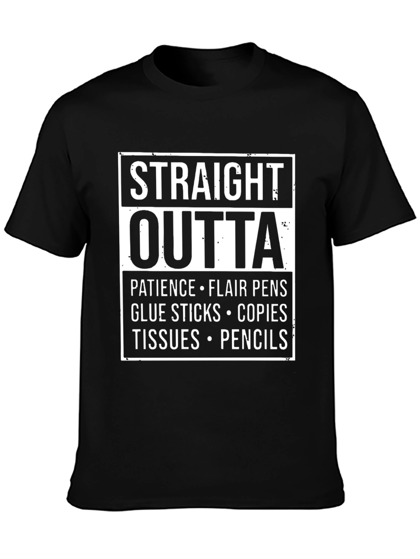Black Straight Outta Teacher Supplies T-Shirt view 3
