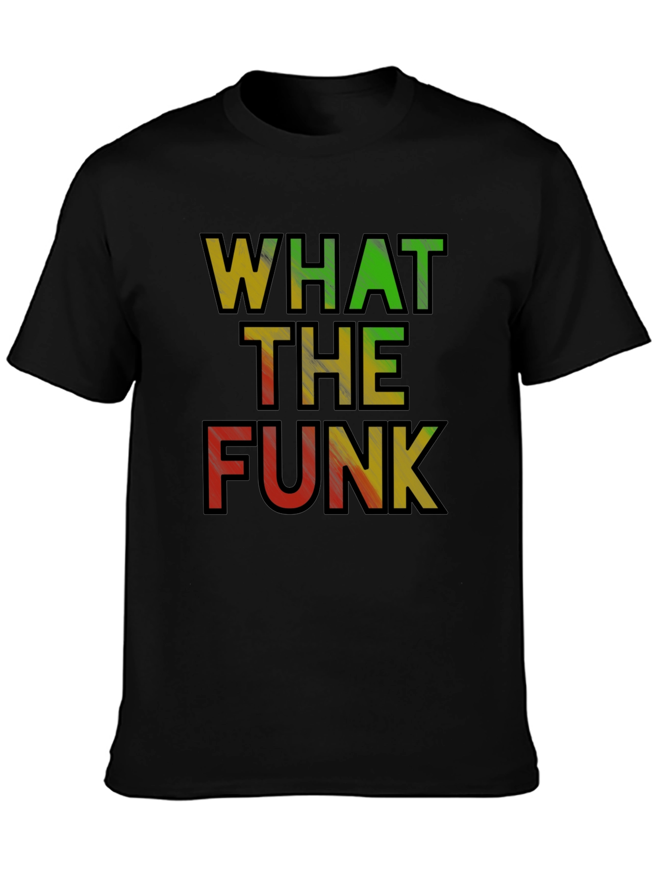 Black What the Funk T-Shirt - Rasta Colors Black Tee view 3