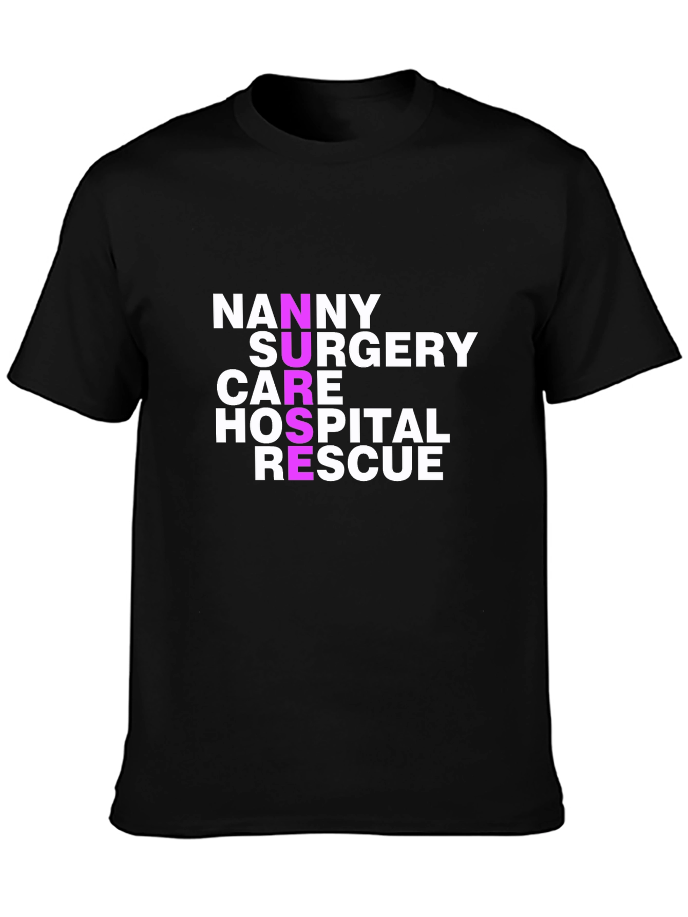 Black Nurse Related Word List Black T-Shirt view 3