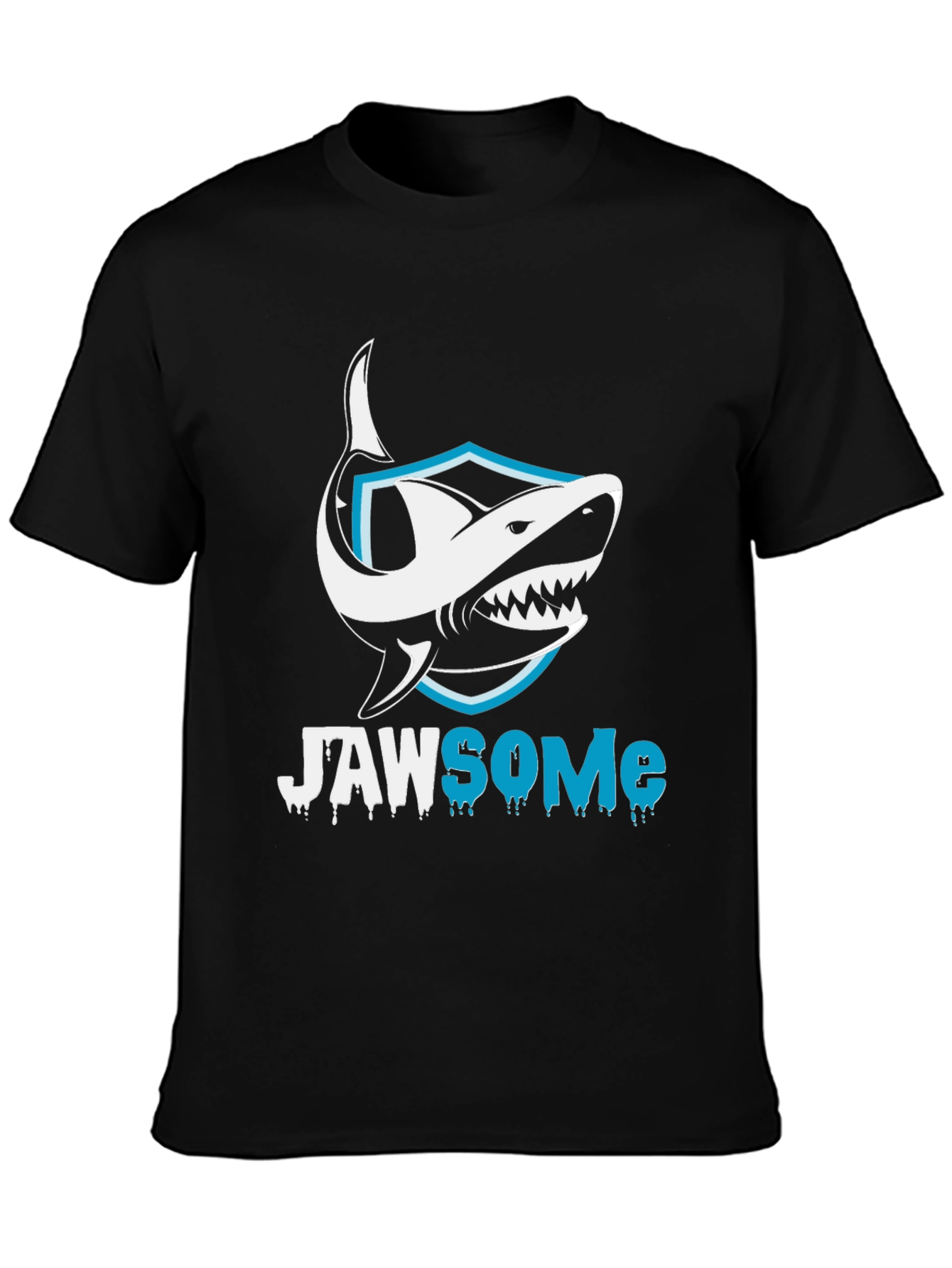 Black Jawsome Shark Graphic T-Shirt - Black Cotton Tee view 3