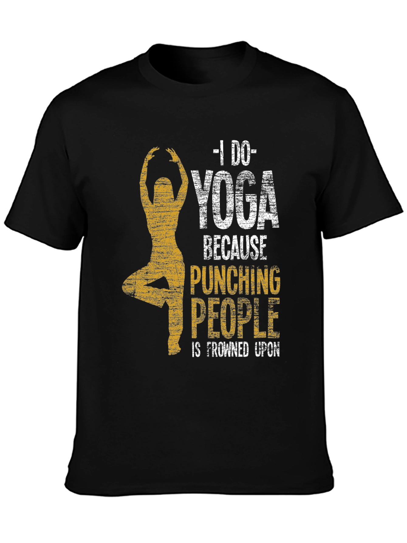 Black Yoga Graphic Tee - Punching People Is Frowned Upon view 3