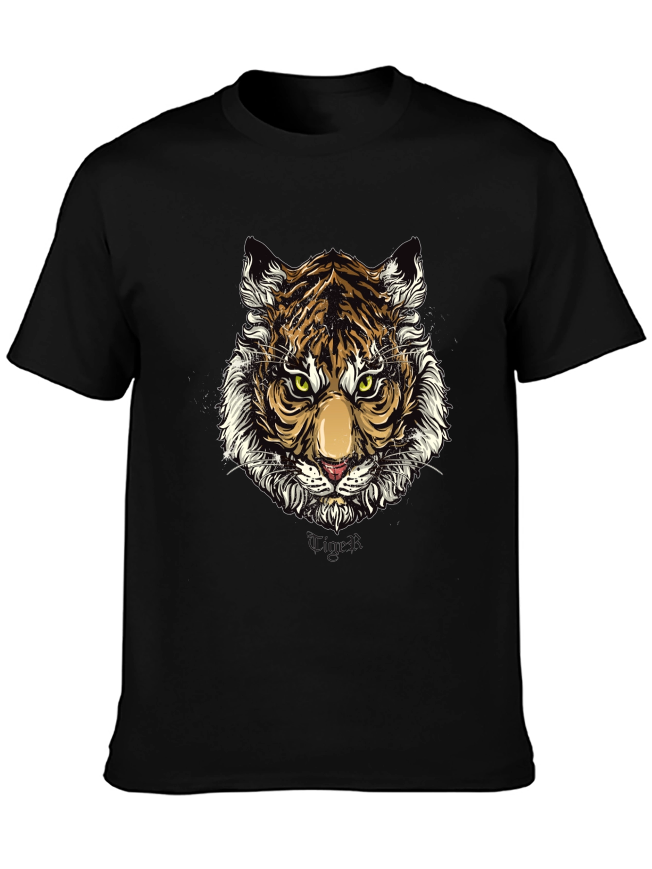 Black Tiger Graphic Print Black T-Shirt view 3