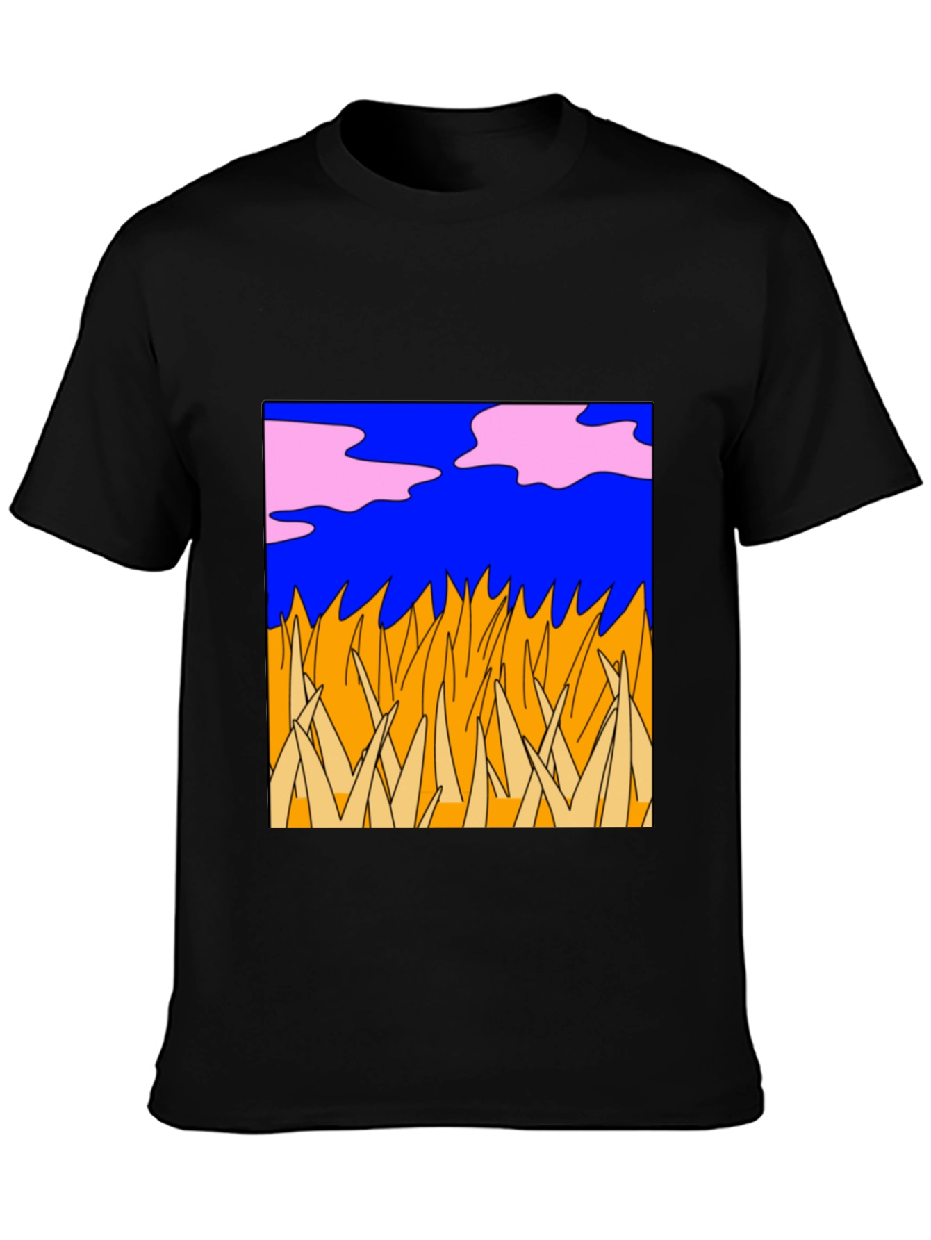 Black Abstract Nature Graphic Tee - Black view 3