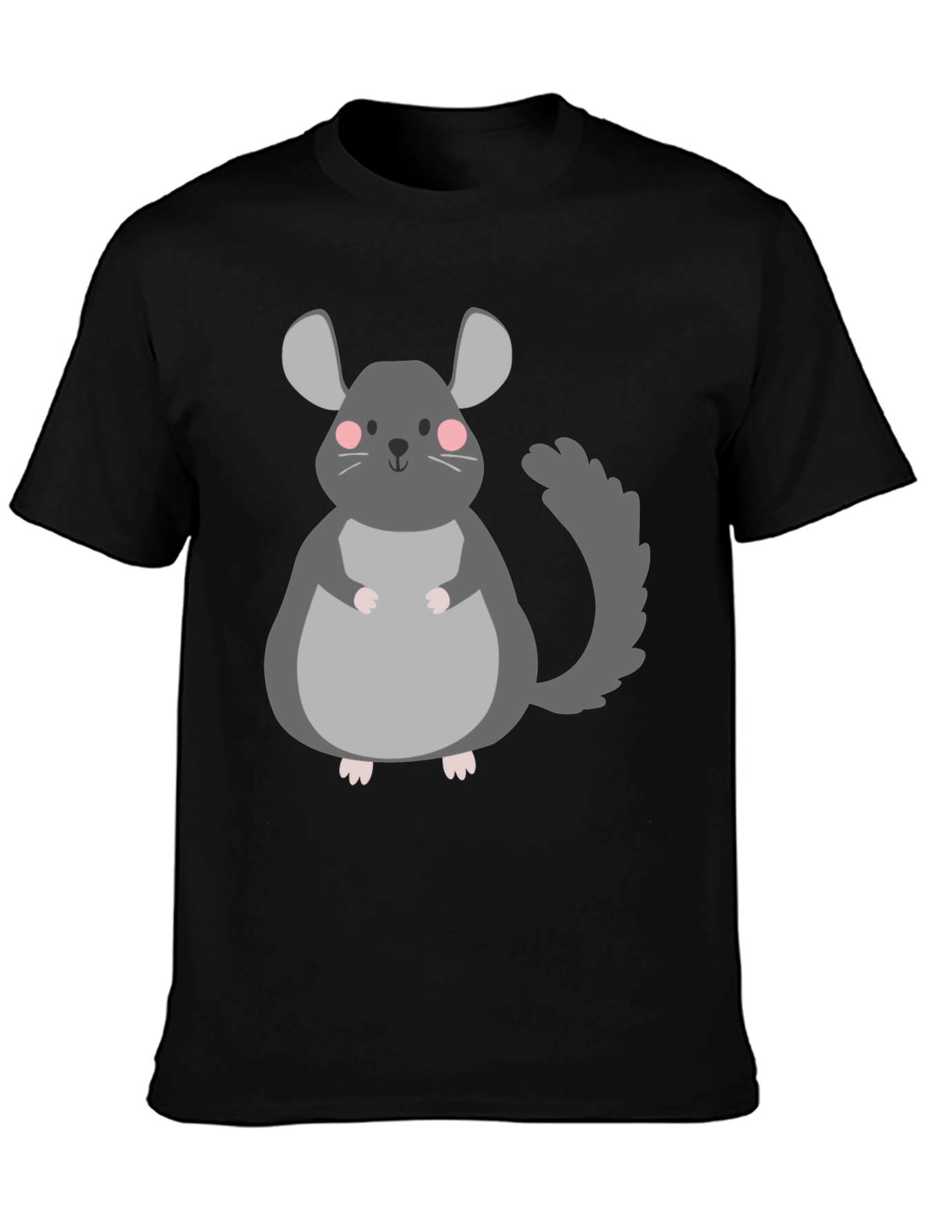 Black Cute Chinchilla Graphic T-Shirt - Unisex Black Tee view 3