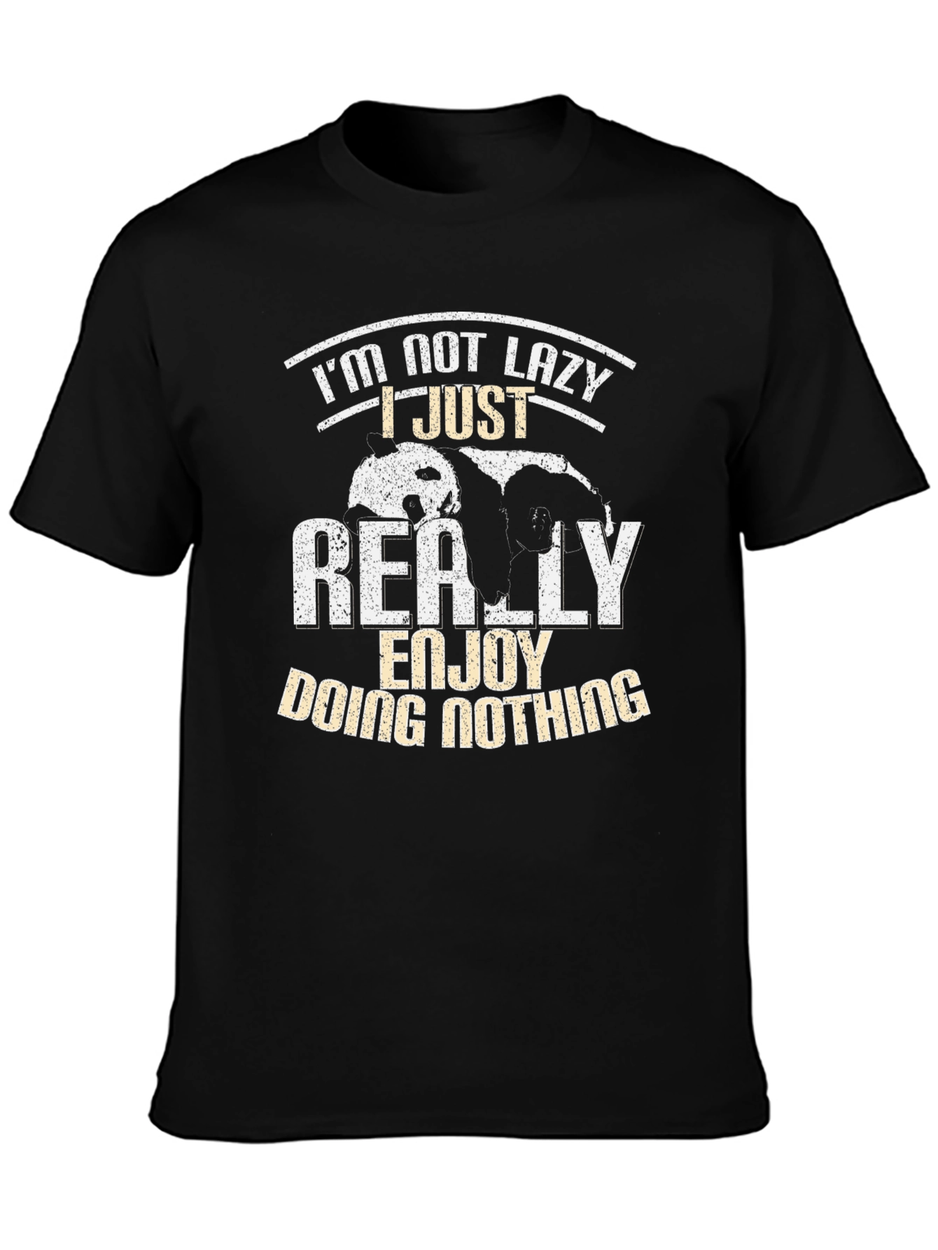 Black Lazy Panda T-Shirt - I'm Not Lazy, Enjoy Doing Nothing Funny Tee view 3