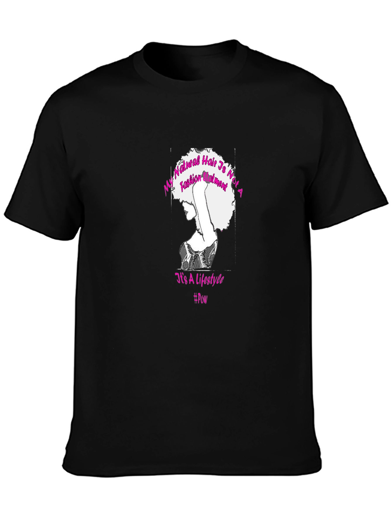 Black Natural Hair Lifestyle T-Shirt - Black view 3