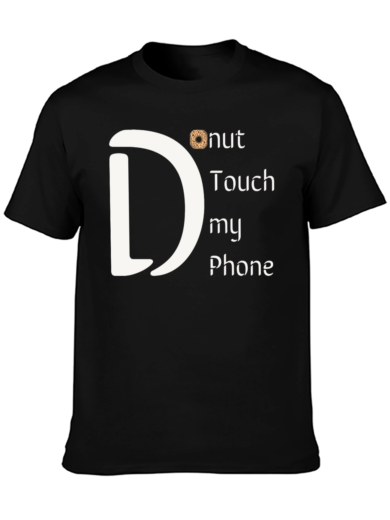 Black Donut Touch My Phone Graphic T-Shirt view 3