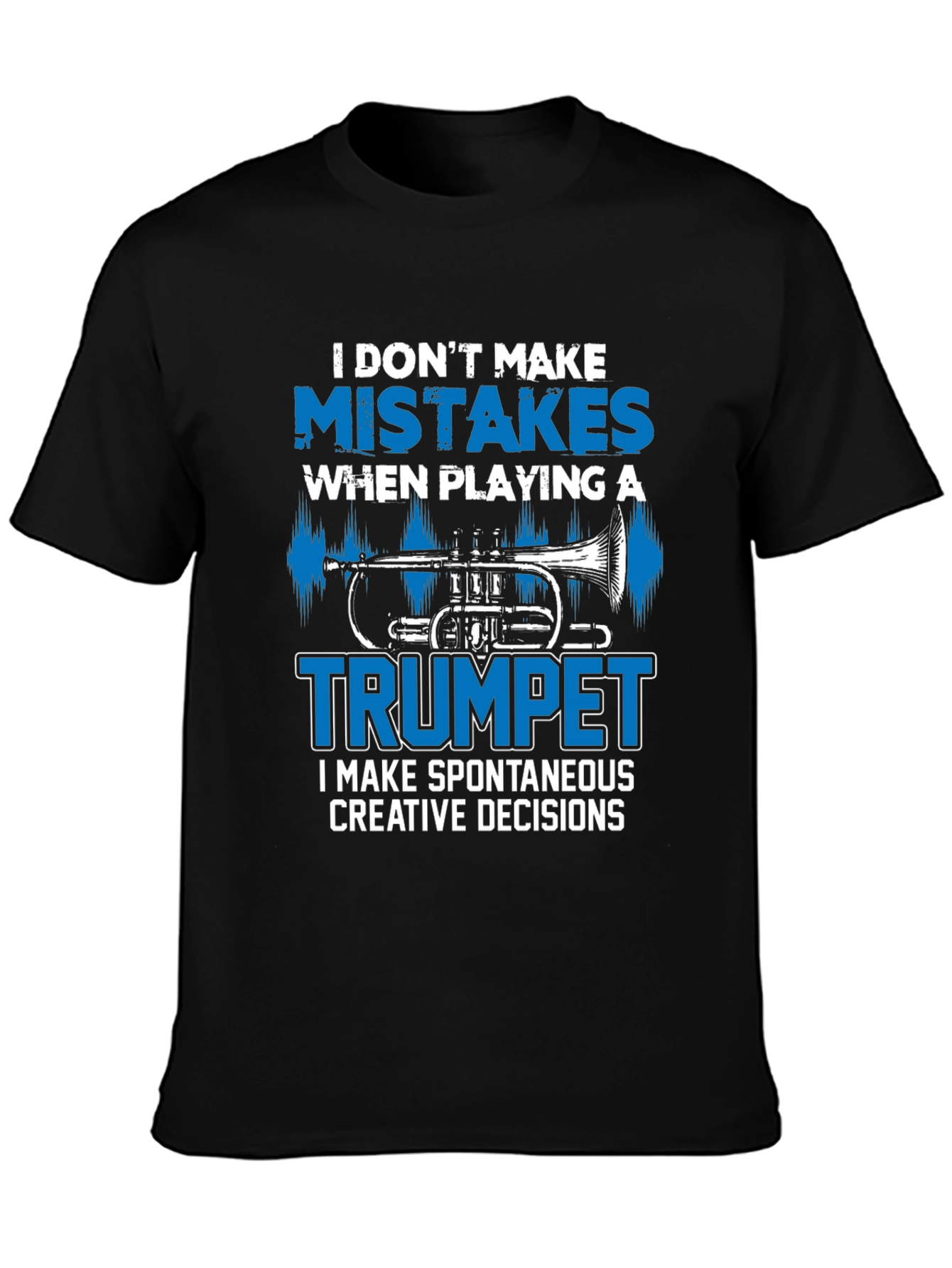 Black Funny Trumpet Player Graphic T-Shirt view 3