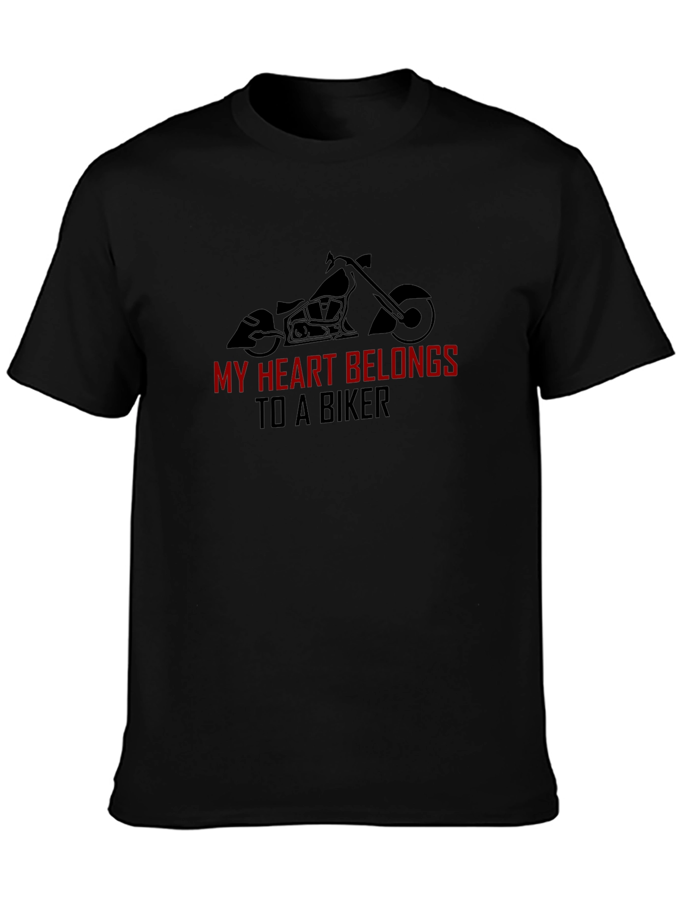 Black My Heart Belongs to a Biker Tee view 3