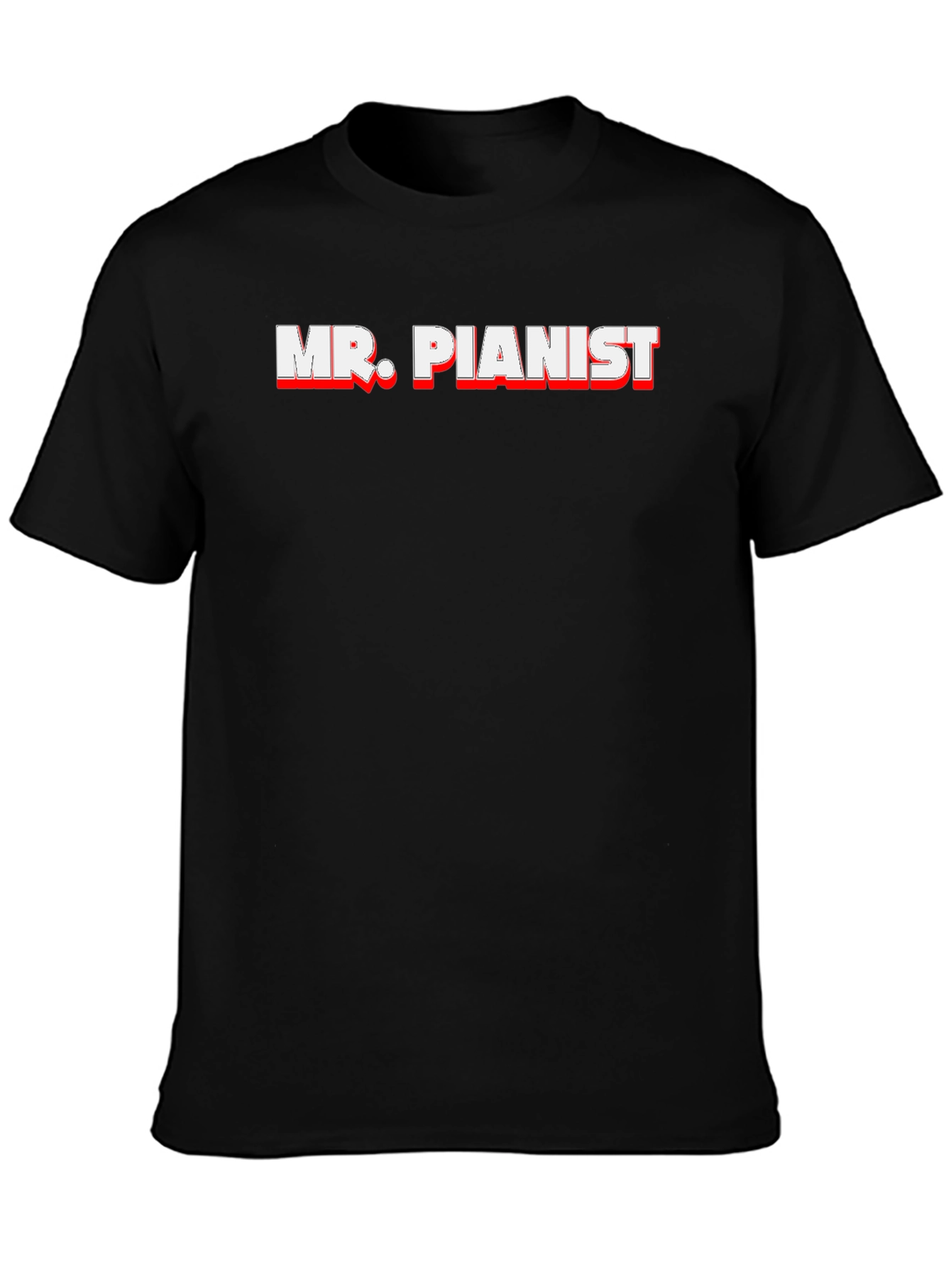 Black Mr. Pianist Black T-Shirt - Music Lover Gift view 3