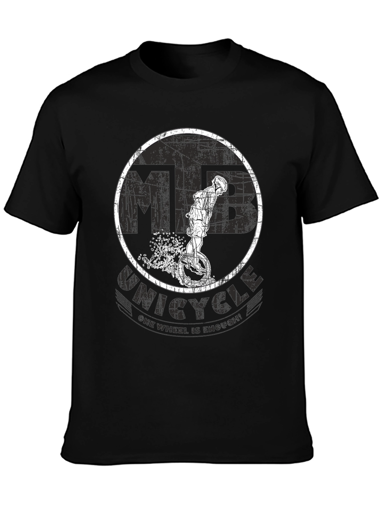 Black Unicycle T-Shirt - One Wheel Is Enough! view 3