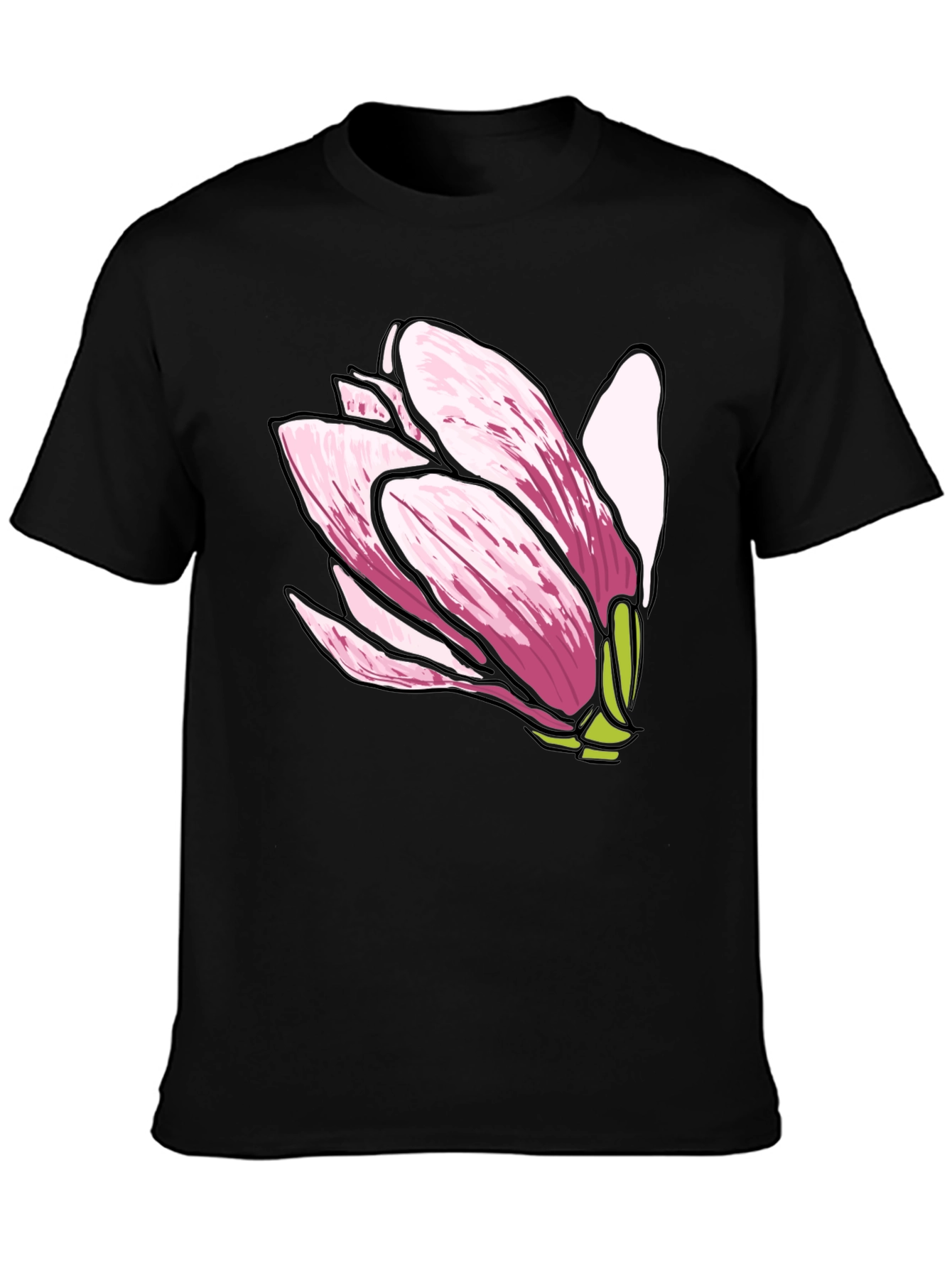 Black Magnolia Flower Graphic Tee - Soft Cotton Comfort view 3