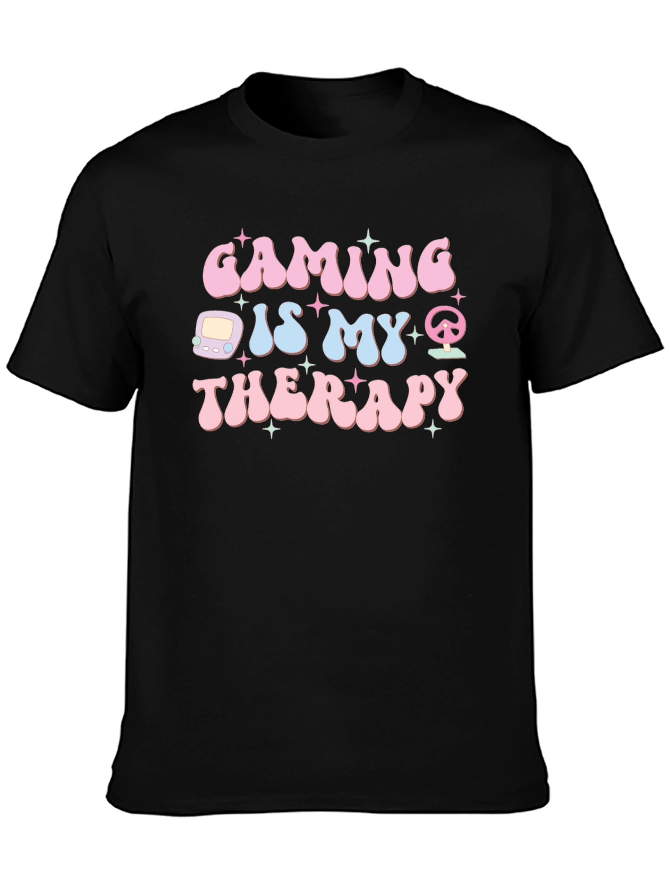 Black Gaming is My Therapy Graphic Tee - Black Cotton view 3