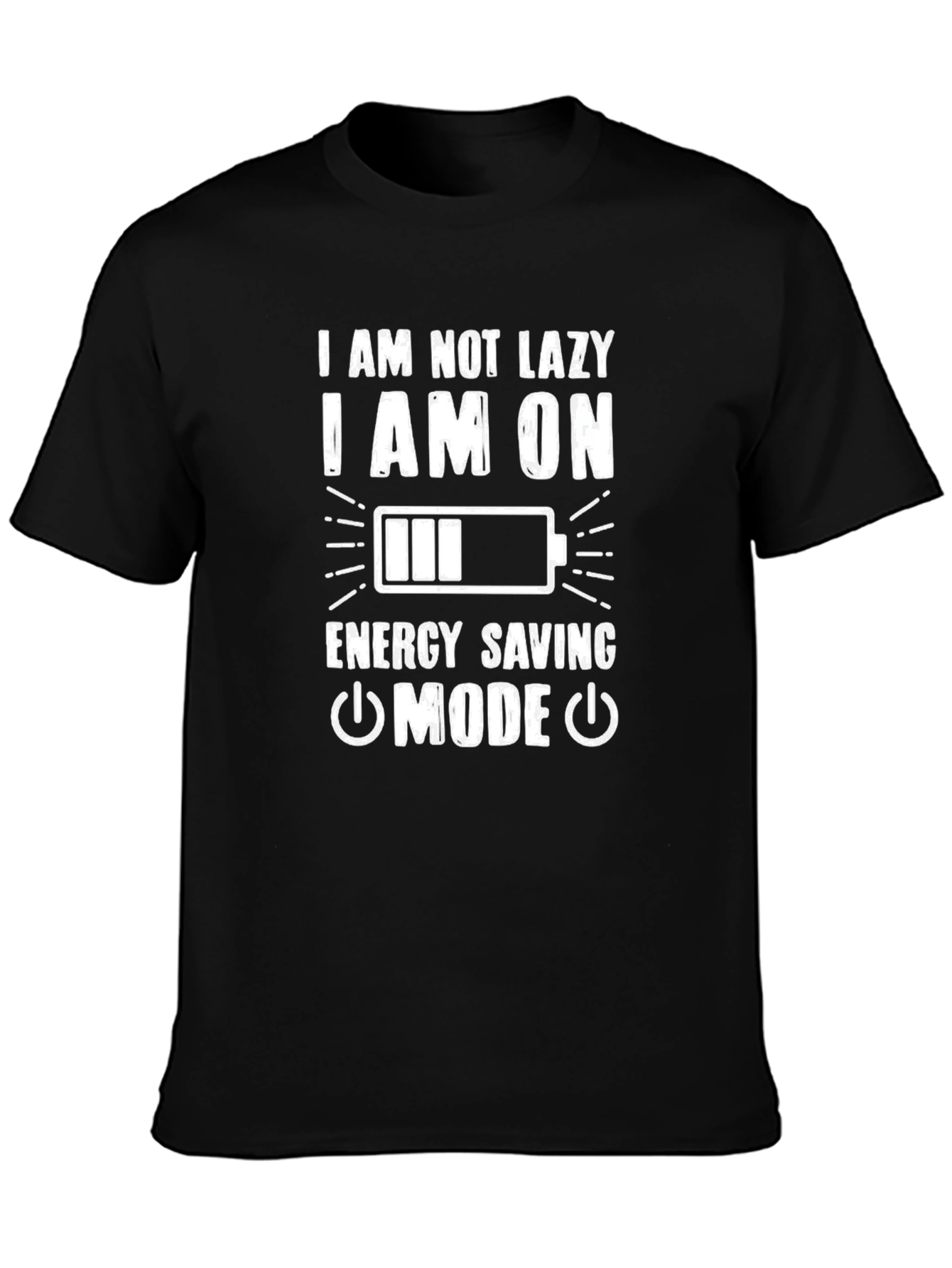 Black Funny Energy Saving Mode T-Shirt view 3