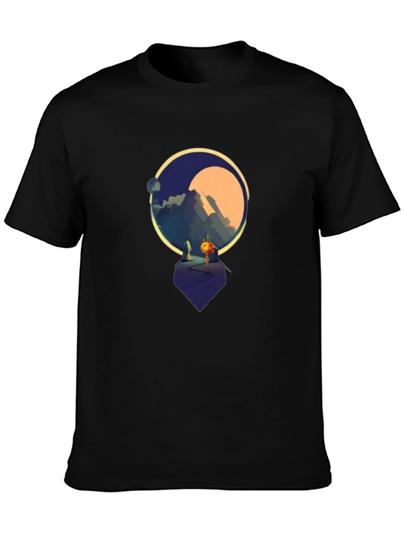 Black Geometric Landscape Graphic T-Shirt - Soft Cotton Blend view 3