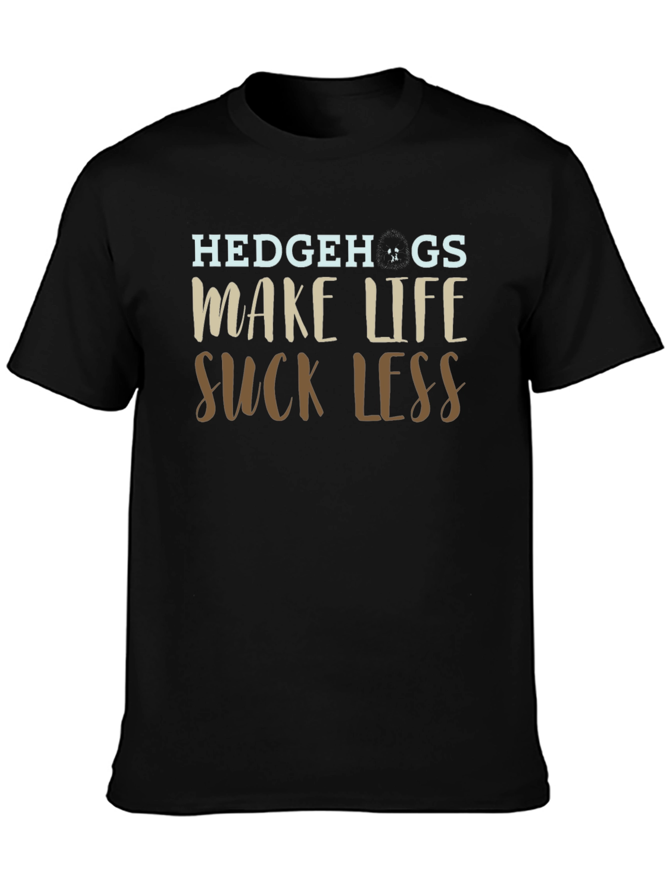 Black Hedgehogs Make Life Suck Less Graphic T-Shirt view 3
