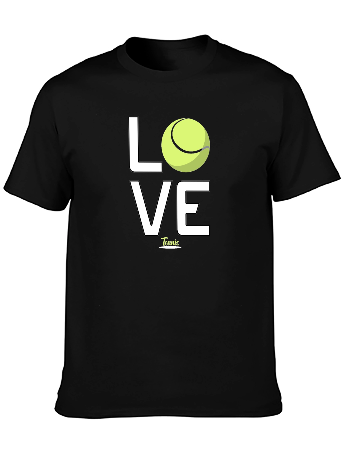 Black Tennis Love Graphic Tee - Black Cotton T-Shirt view 3
