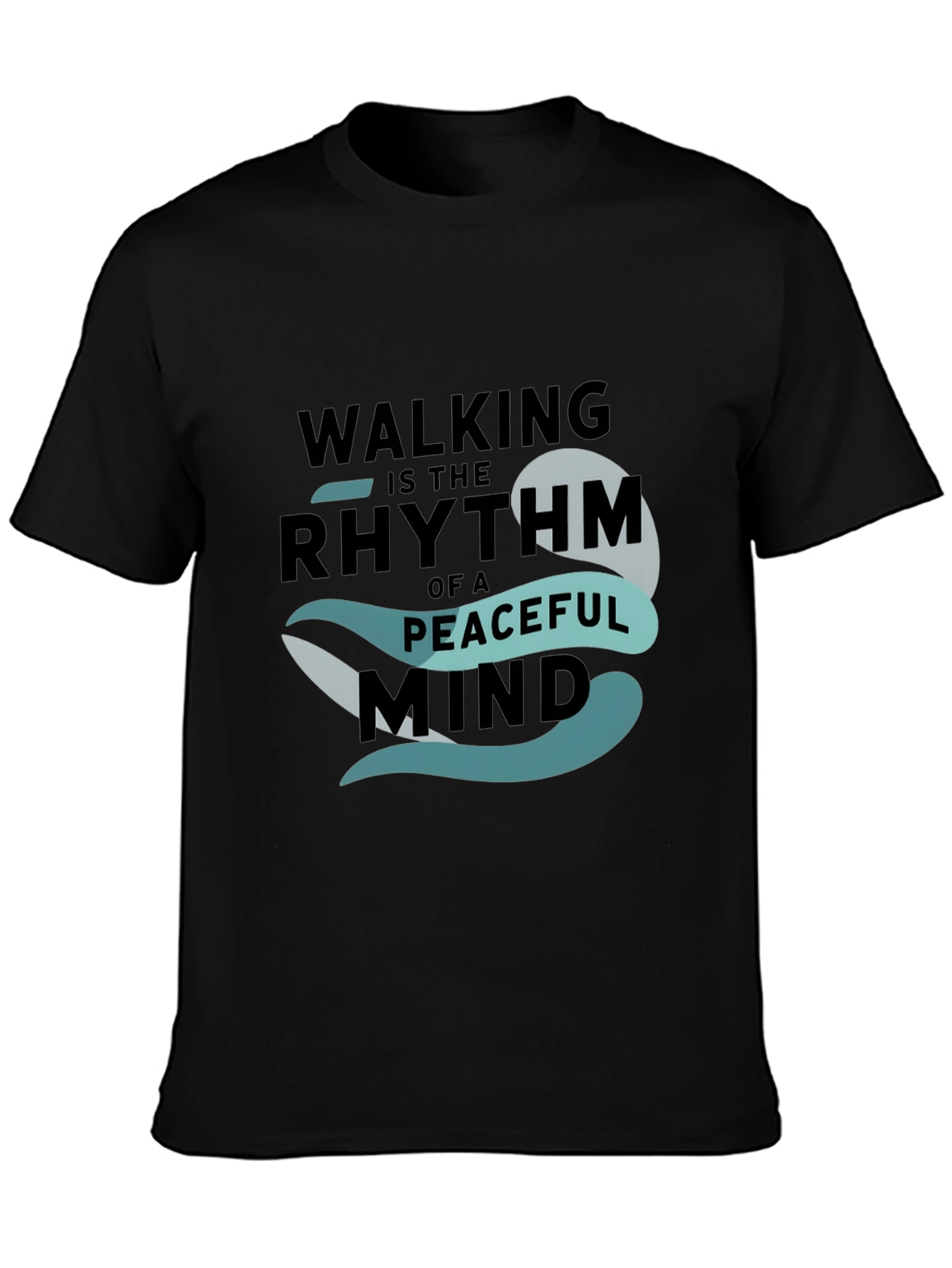 Black Peaceful Mind Walking T-Shirt: Black Graphic Tee view 3