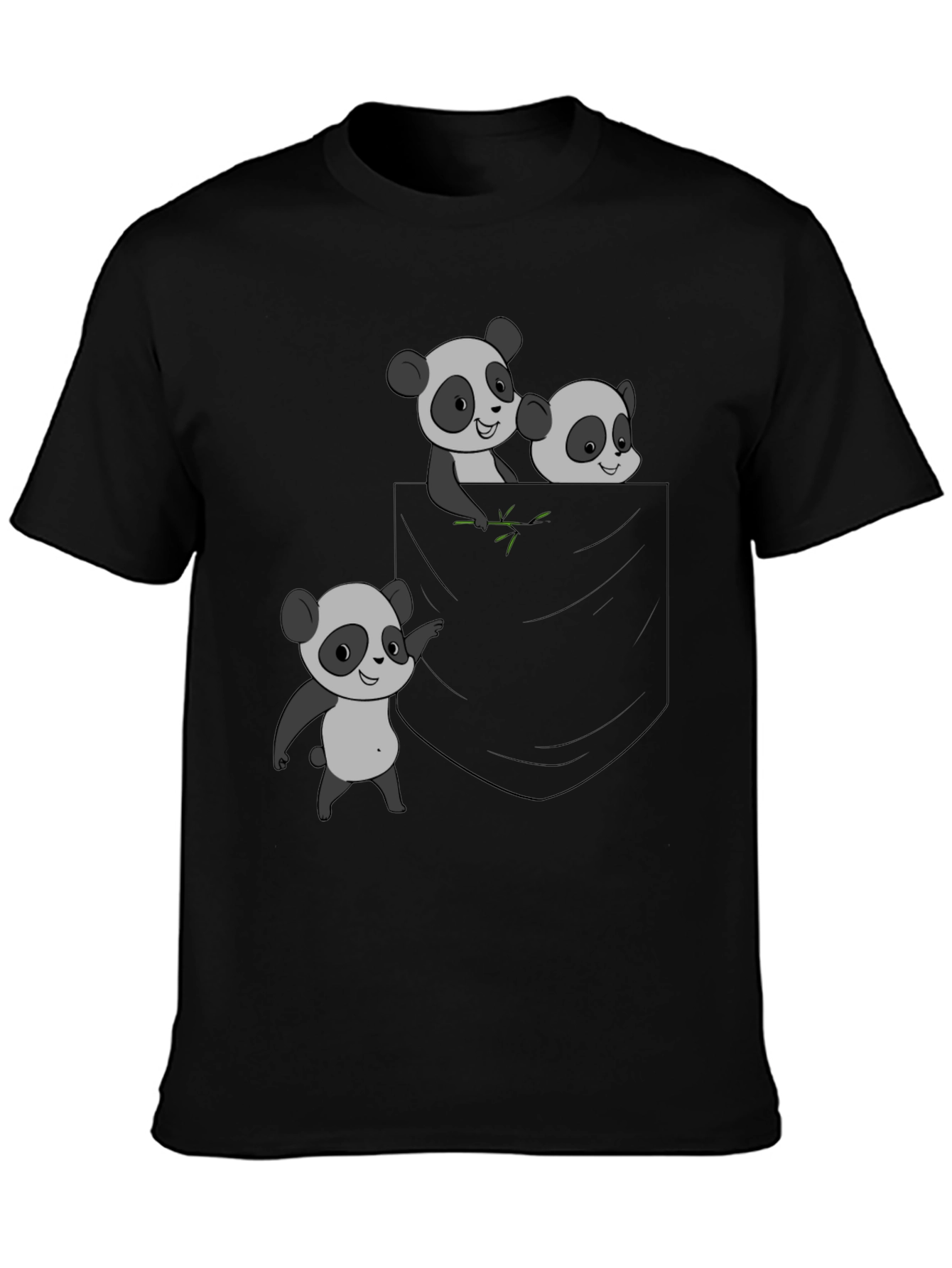Black Panda Pocket Graphic Tee - Casual & Cute! view 3