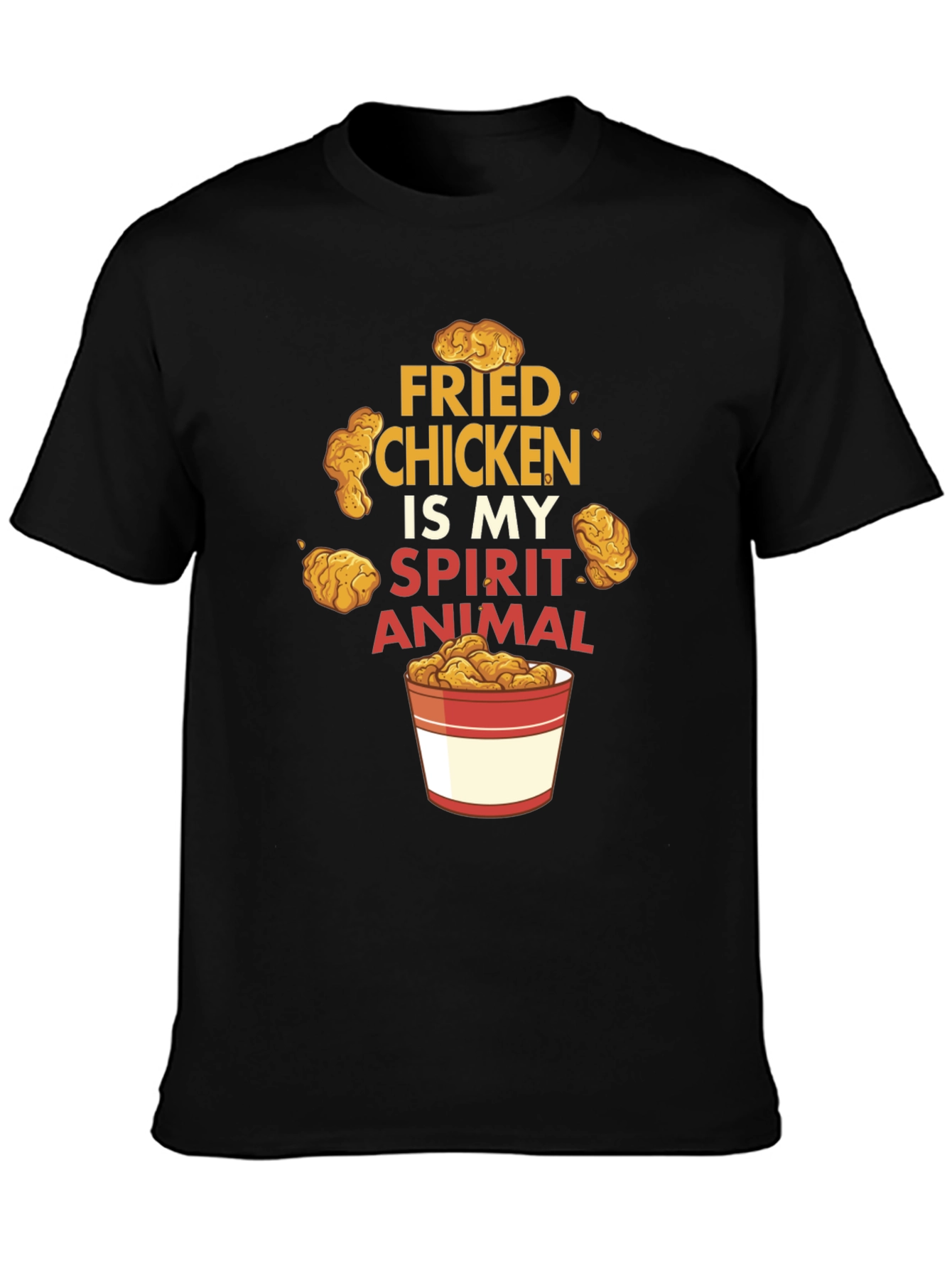 Black Fried Chicken Spirit Animal Black Graphic T-Shirt view 3