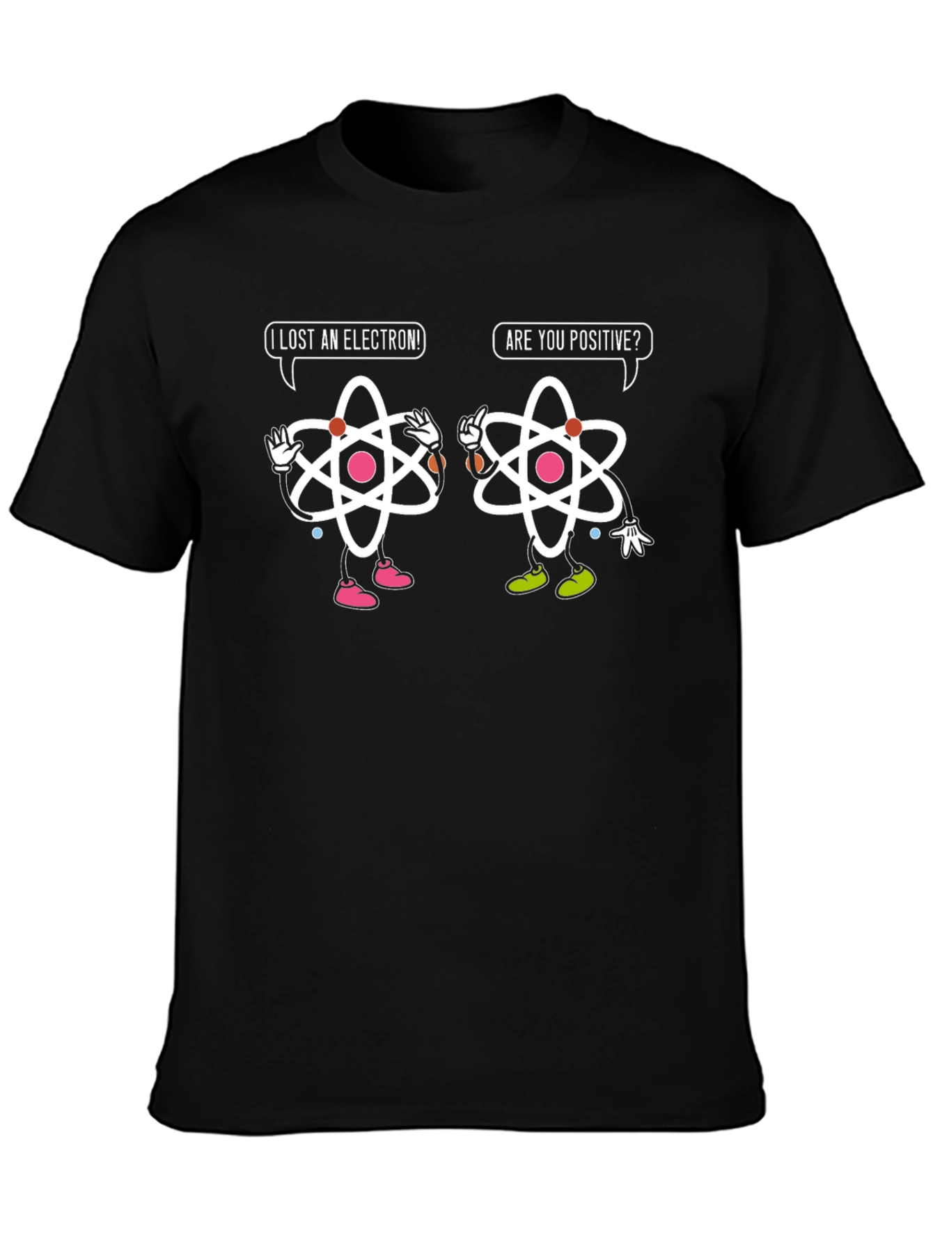 Black Funny Science Humor T-Shirt - Lost an Electron! view 3