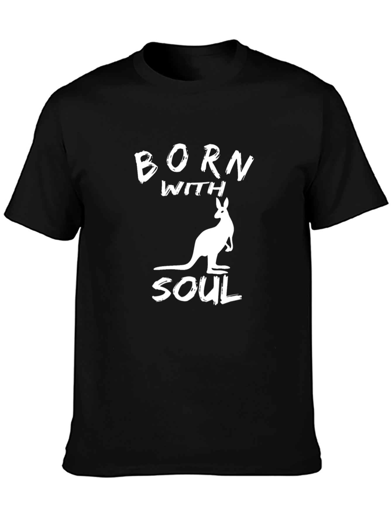 Black Born With Soul Kangaroo Graphic T-Shirt view 3