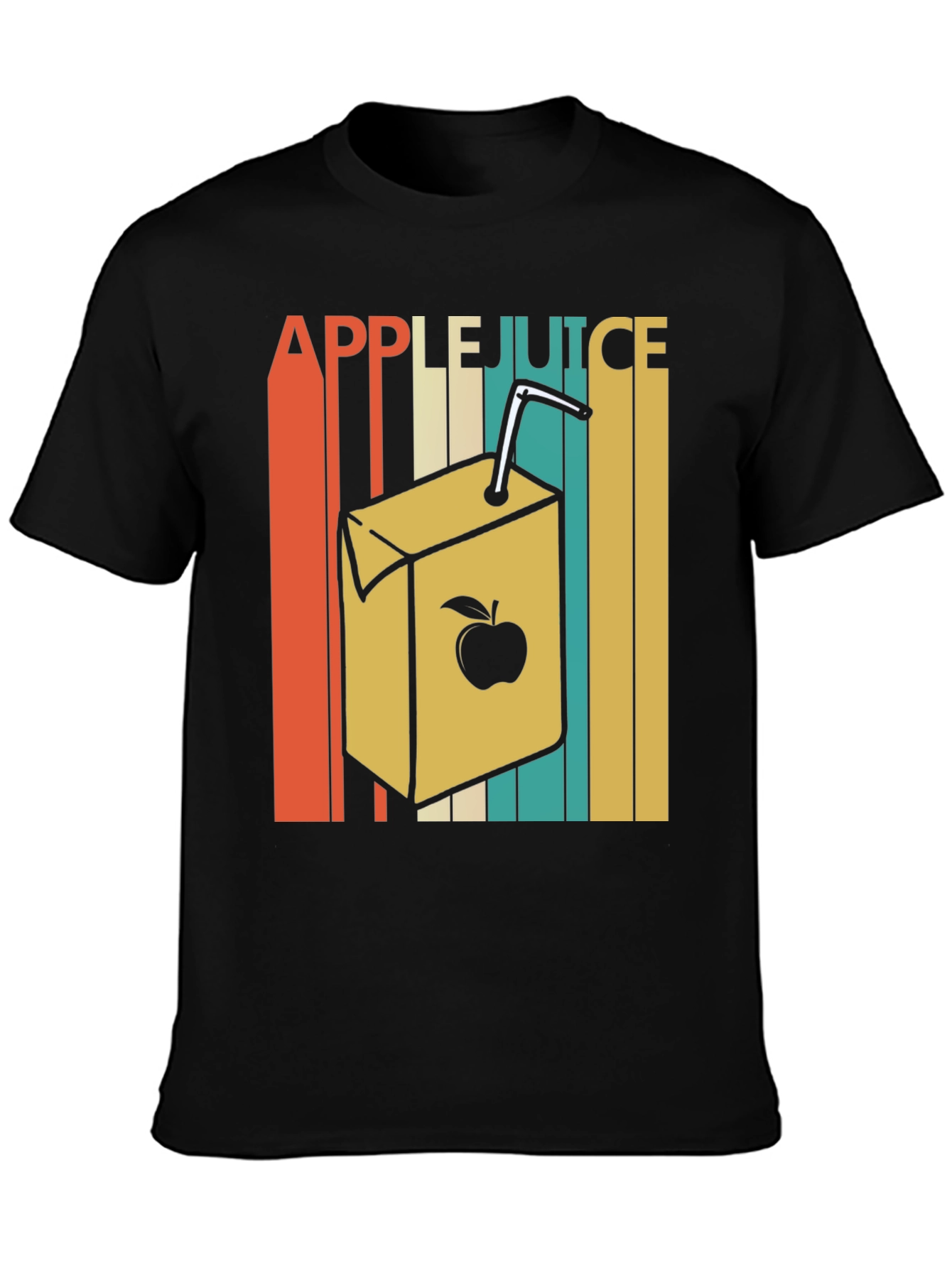 Black Retro Apple Juice T-Shirt view 3
